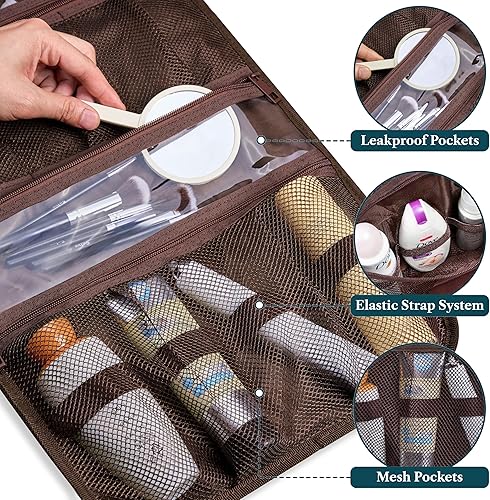 Miniatura 42 de PAVILIA Neceser colgante para mujeres y hombres, kit de viaje plegable grande, organizador de artículos de aseo personal, bolsa de maquillaje Teal