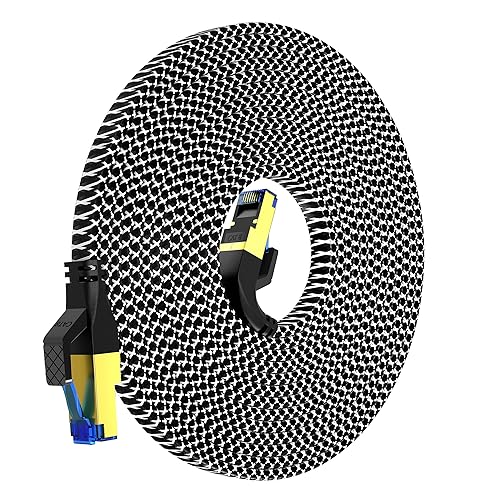 YSONG Cable Ethernet Cat 8 de 200 pies, nailon tejido de alta velocidad Cat8 cable de red LAN, cable de conexión SFTP RJ45 de 40 Gbps 2000 Mhz