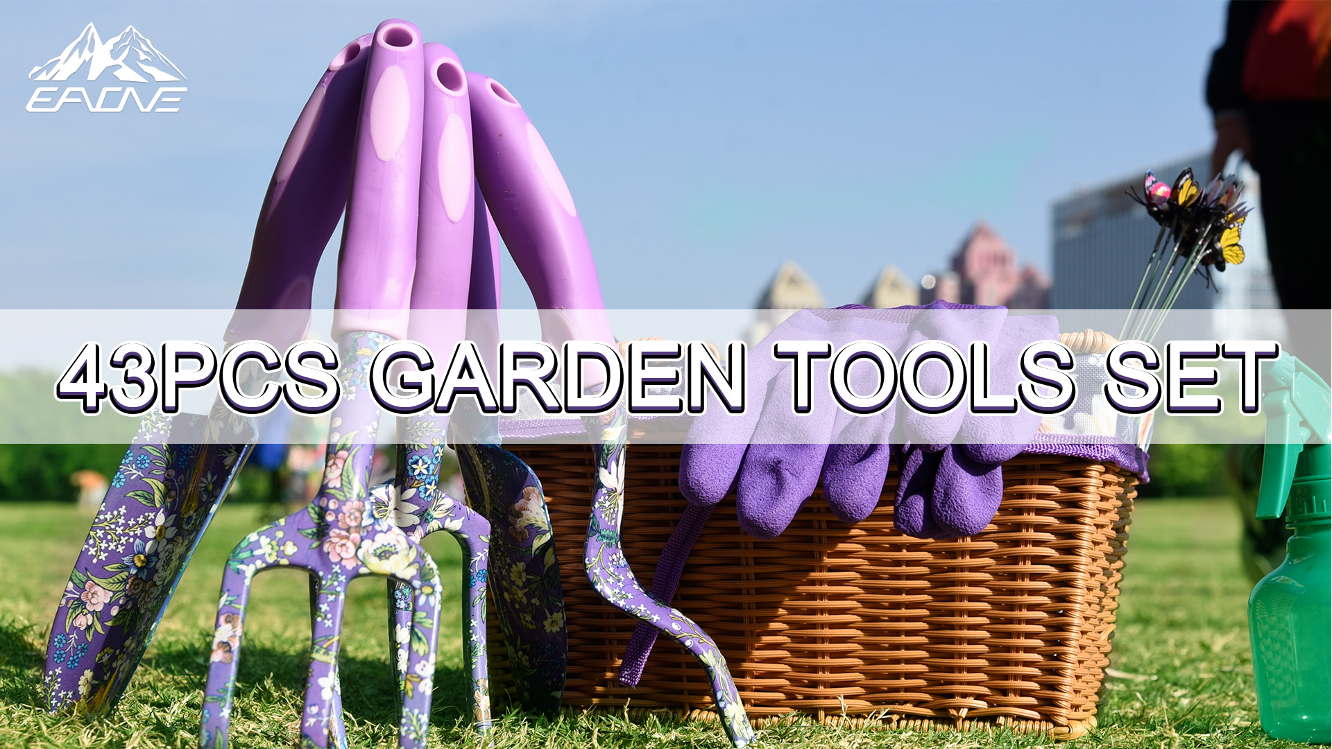 Set de 43 herramientas para jardín con cesta y guantes miniatura 7