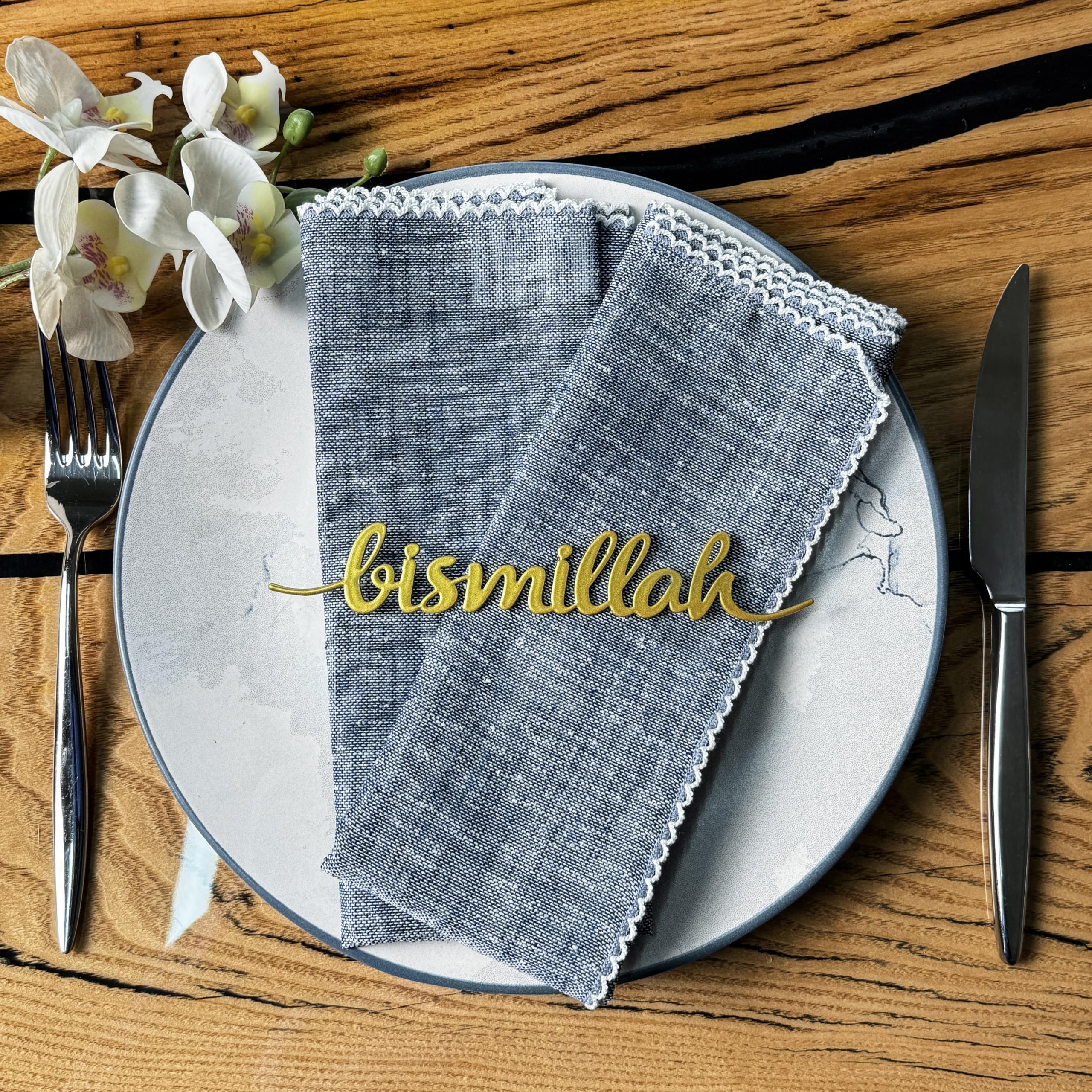 12 piezas de placa de metal Bismillah, adorno de Ramadán, decoración islámica del hogar para decoración de pared de cocina Ifthar Ramadán | latín - dorado