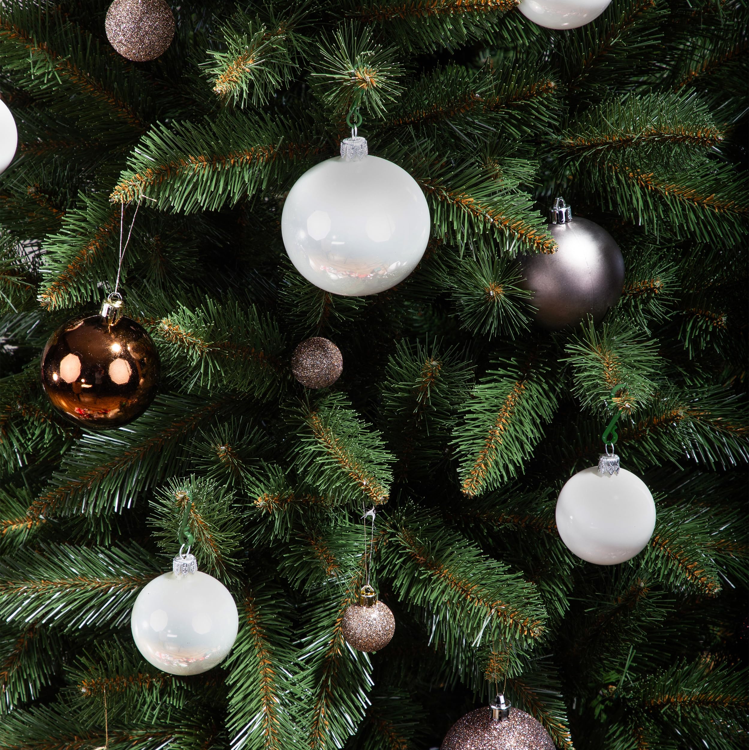 FAIRYTREES Épicéa Naturel, Tronc Vert, Sapin de Noël Artificiel, matériel PVC, Socle en Bois, 220cm