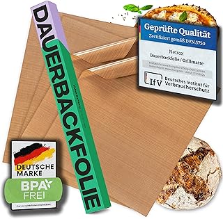 Netrox - Dauerbackfolie & Grillmatte (4er Set) für Backofen und Grill wiederverwendbar - extrem hitzebeständig, lebensmittelfreundlich - Backfolie Backpapier Backmatte - Backunterlage Matte (36x42cm)