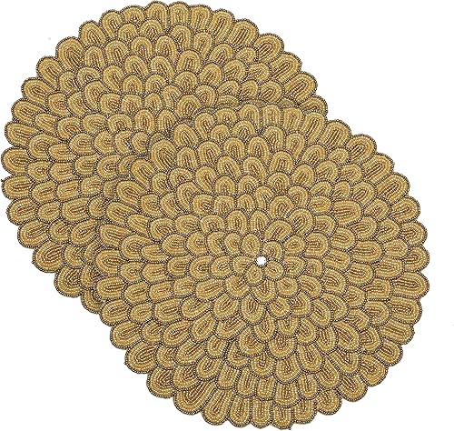 Miniatura 2 de Juego de 2 manteles individuales con cuentas para mesa de comedor, 13 pulgadas, manteles individuales redondos con cuentas para reuniones,