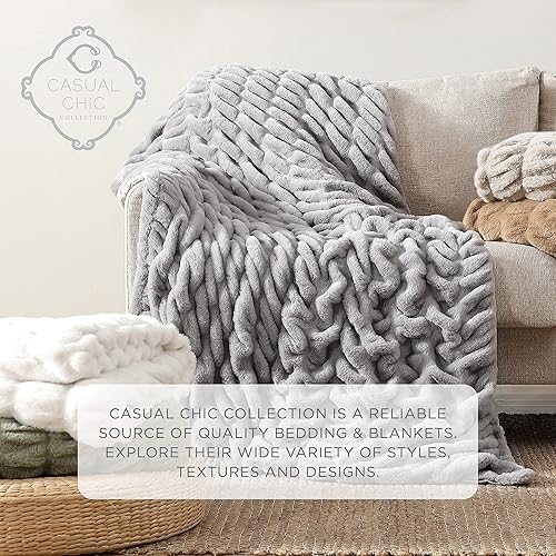 Miniatura 6 de Casual Chic Lapin - Manta de piel sintética ultra fina, lujosa, elegante, suave y acogedora manta de microfibra de 11.51 ozm para sofá y cama, 50 x