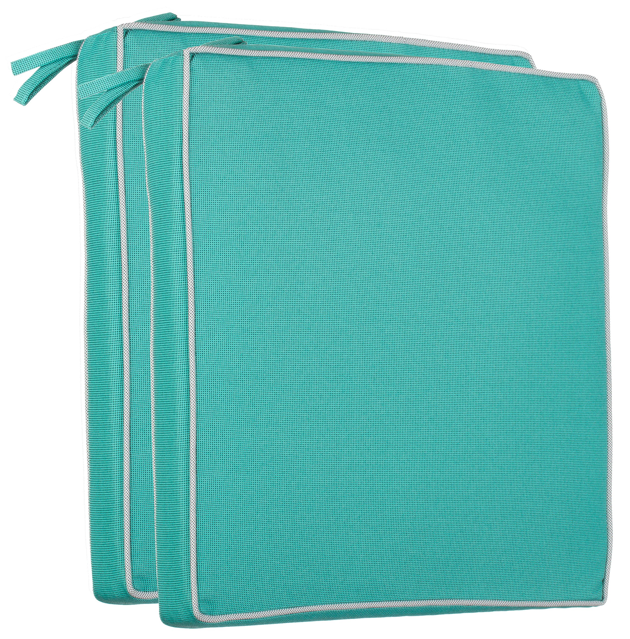 Brandsseller Coussin d’extérieur décoratif – Résiste à la saleté et à l’eau – Garnissage 220 g Dimensions : environ 40 x 40 x 4 cm. 2er-Vorteilspack Türkis - strukturiert