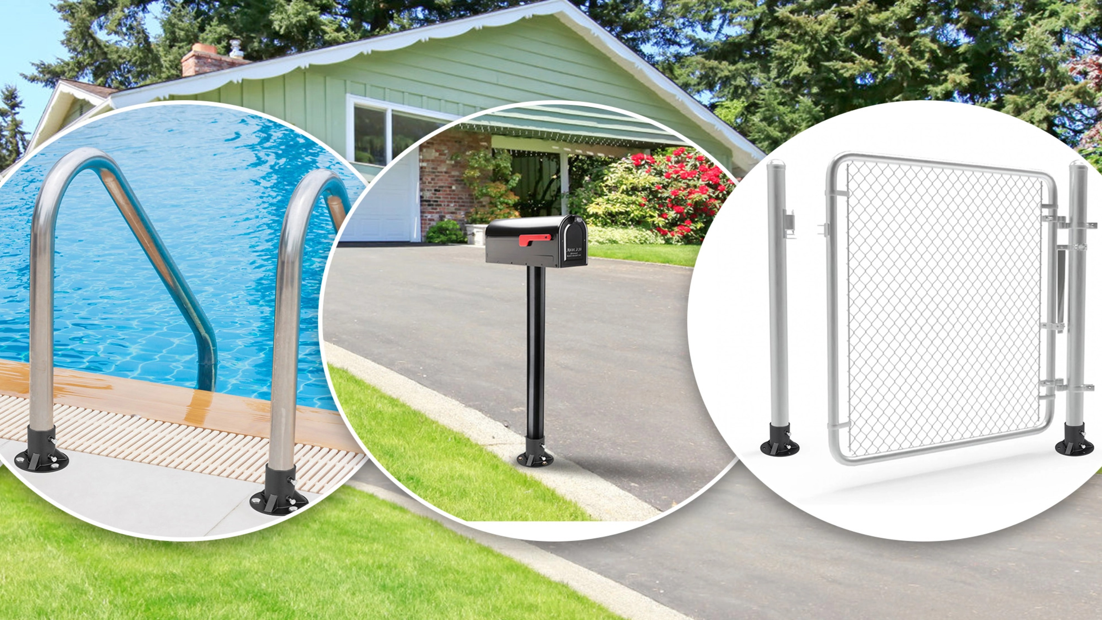 POTRUWE Round Posts Base Bracket,Flange Chain Link Fence Flange Heavy Solid Pole Floor Flange For Holding Fence Mailbox Pergola Railing Deck Round Posts With Screws (65mm