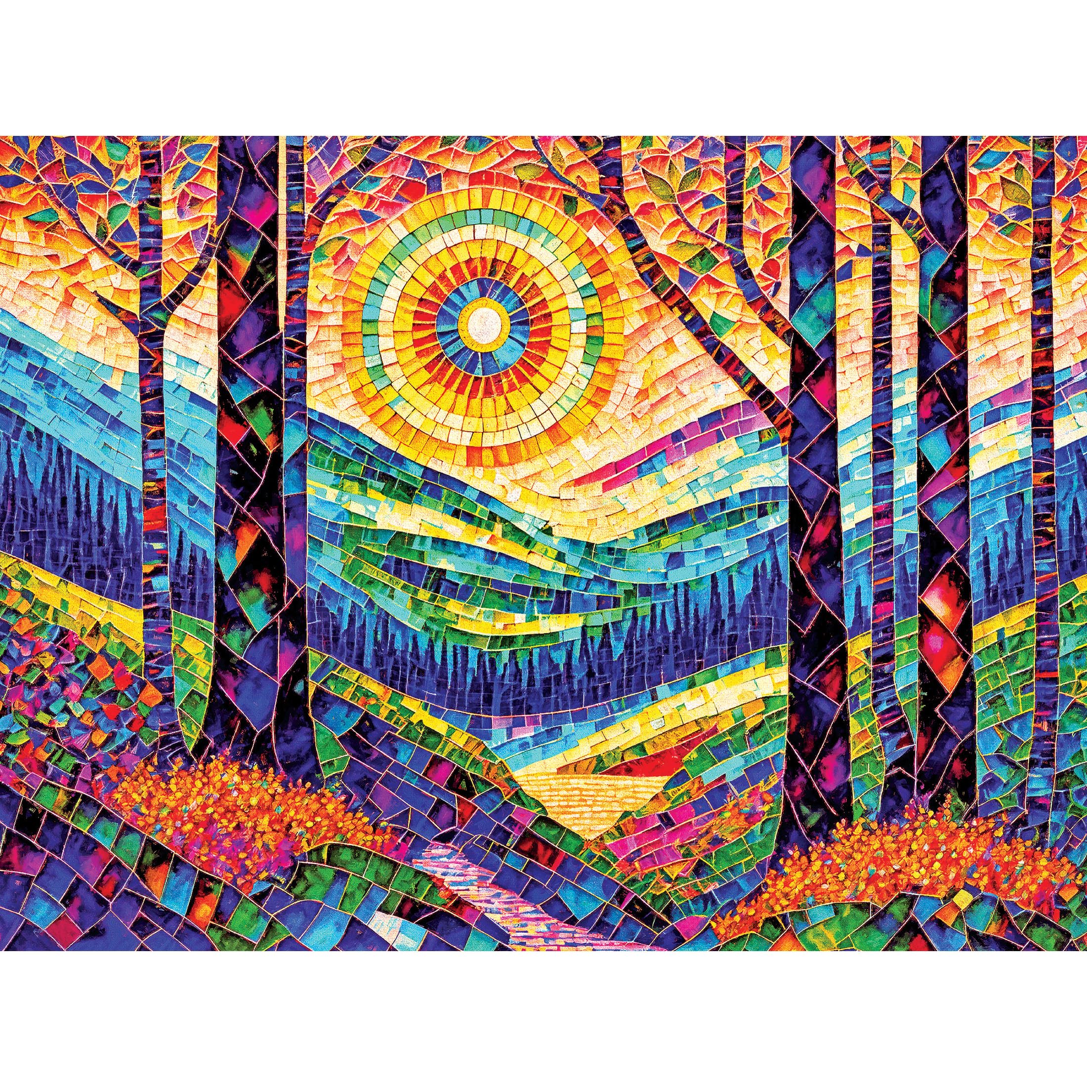 RoseArt - Stained Glass - The Sun Shines on Dreamland - 300 Piece Jigsaw Puzzle for Adults