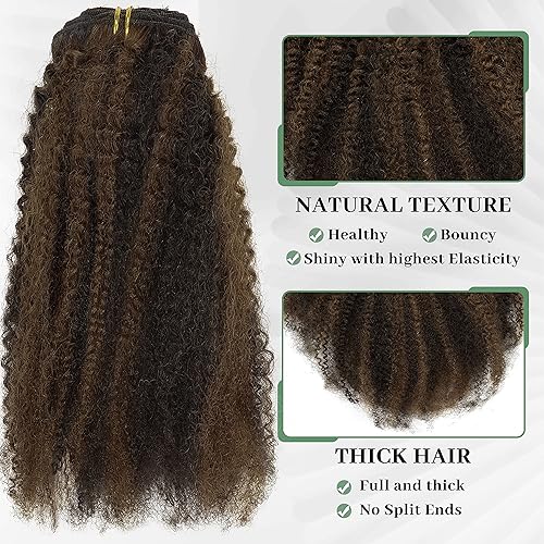 Miniatura 10 de Anrosa Extensiones de cabello humano rizado tipo afro con clip, de 10 pulgadas, extensiones de cabello rizado rizado 3C 4A para mujeres negras,