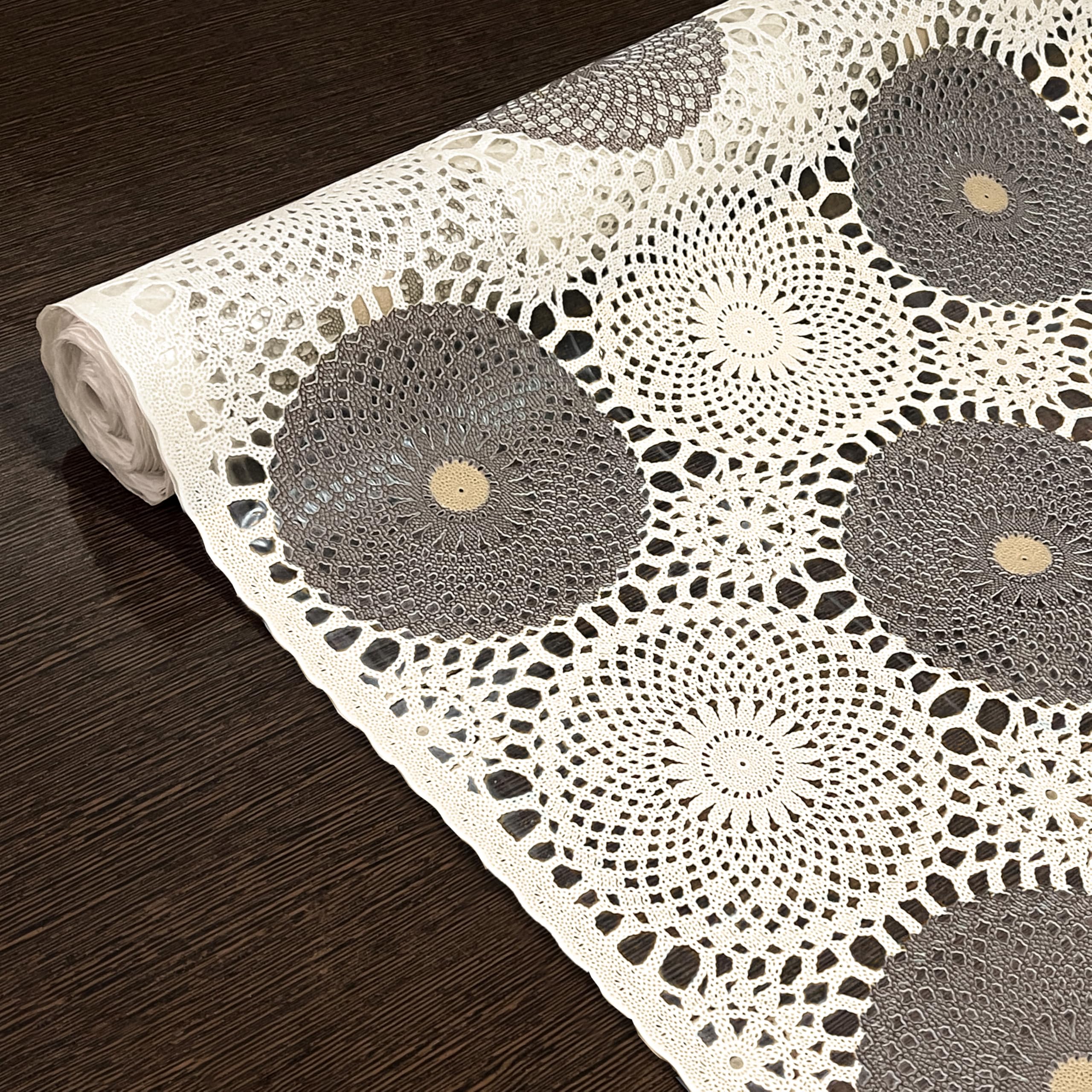 Yellow Weaves PVC Kitchen Mat Fridge Mats 50 cm X 5 Meters Anti Slip Roll, Shelf Liners Sheet for Kitchen, Shelves, Cabinet, Drawer, Wardrobe, Refrigerator, Table (Circular Beige)
