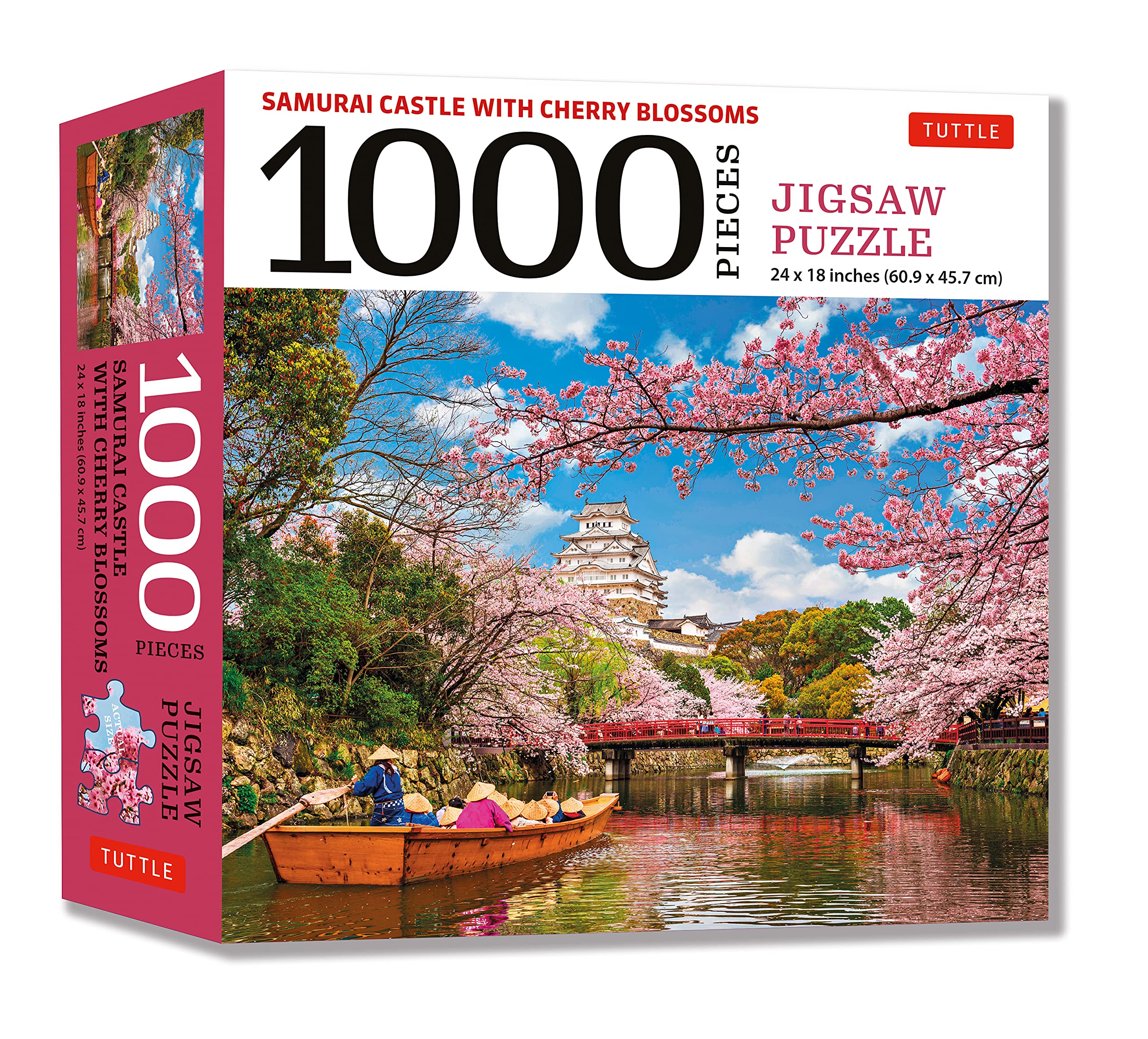 Tuttle Publishing Samurai Castle with Cherry Blossoms 1000 Piece Jigsaw Puzzle: Cherry Blossoms at Himeji Castle (Finished Size 24 in X 18 in)