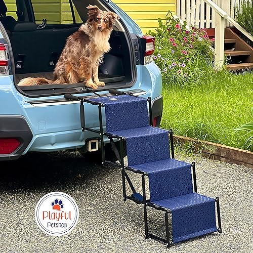 Miniatura 6 de Playful Petshop Rampa para perros para automóvil, perros pequeños, medianos y grandes, escalones ligeros para perros para automóviles y SUV, camión,