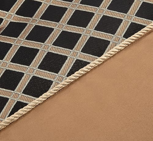 Miniatura 5 de Chezmoi Collection Juego de edredón tejido jacquard de medallón floral de diamante negrodorado de 7 piezas, tamaño California King