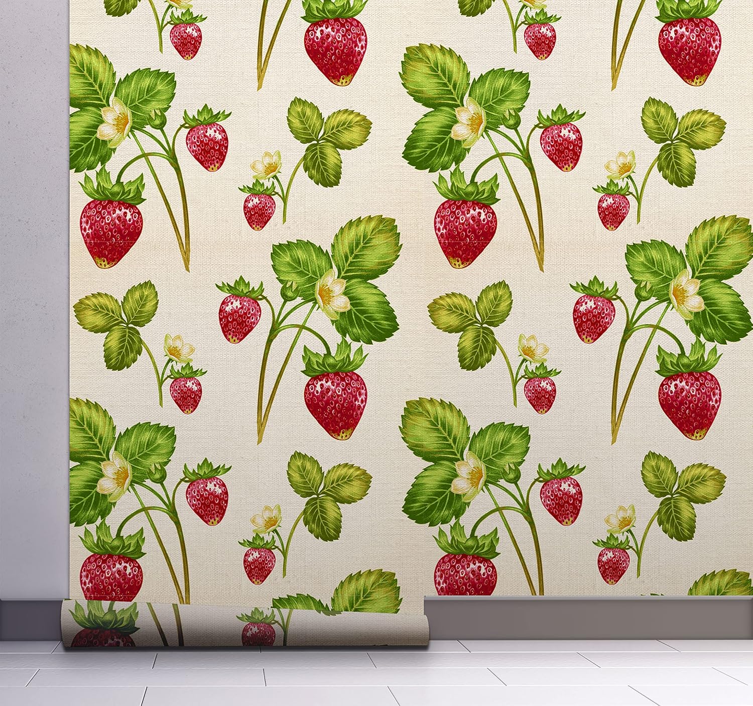 GW4071 Very Berry Strawberry Peel & Stick Wallpaper Roll 20.5in W x 18ft L