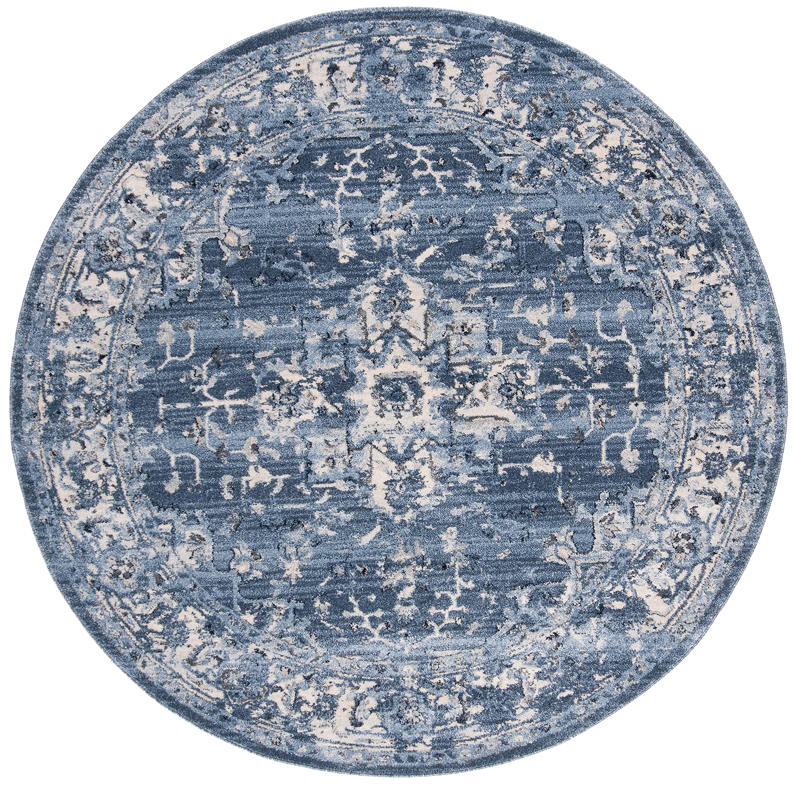 Safavieh Teppich Läufer – Charleston Collection 6 X 1,8 M – Elfenbein/Marineblau, Fusselfrei, Maschinengewebt
