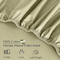 Vista 3 de RUVANTI Sábana bajera ajustable 100% algodón tamaño matrimonial – Sábana bajera de percal refrescante crujiente – transpirable y duradera – Bolsillo