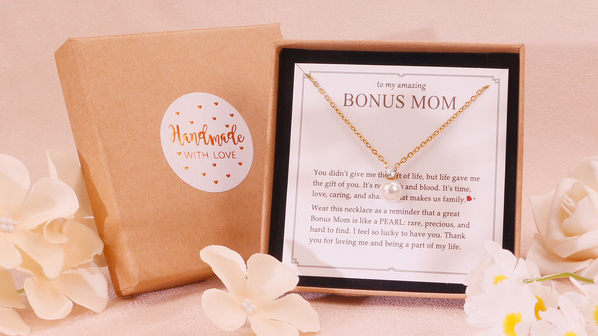 PEALICIOUS Single Pearl Necklace as Birthday Gifts for Mom, Bonus Mom Gifts for Step Mother from Daughter Son, Mother in Law Necklace with CZ from Bridal as Mother of the Groom Jewelry Gifts