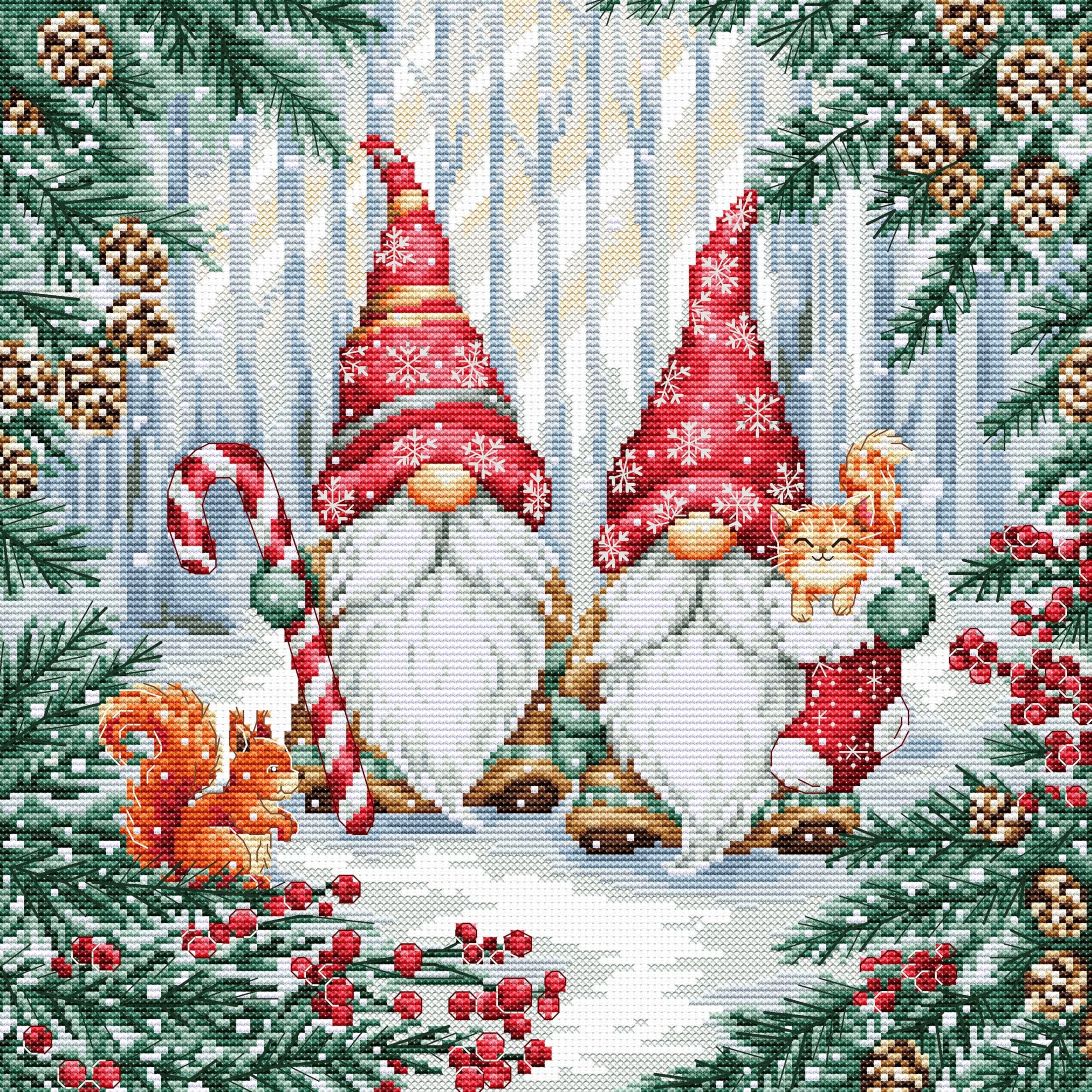 Luca-S Forest Friends Cross Stitch Kit Bu5096, Counted Cross Stitch Kit For Adults, Needlecraft And Embroidery Kit