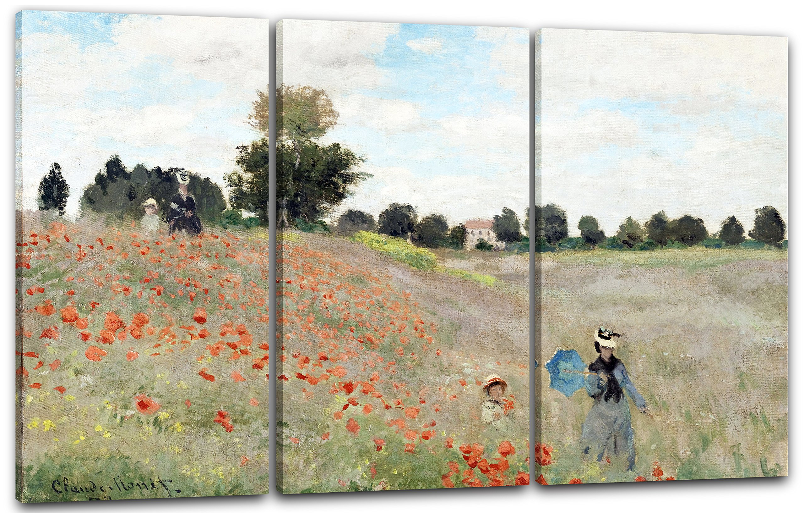 Printed Paintings Leinwand 3-teilig(120x80cm): Claude Monet - Mohnfeld