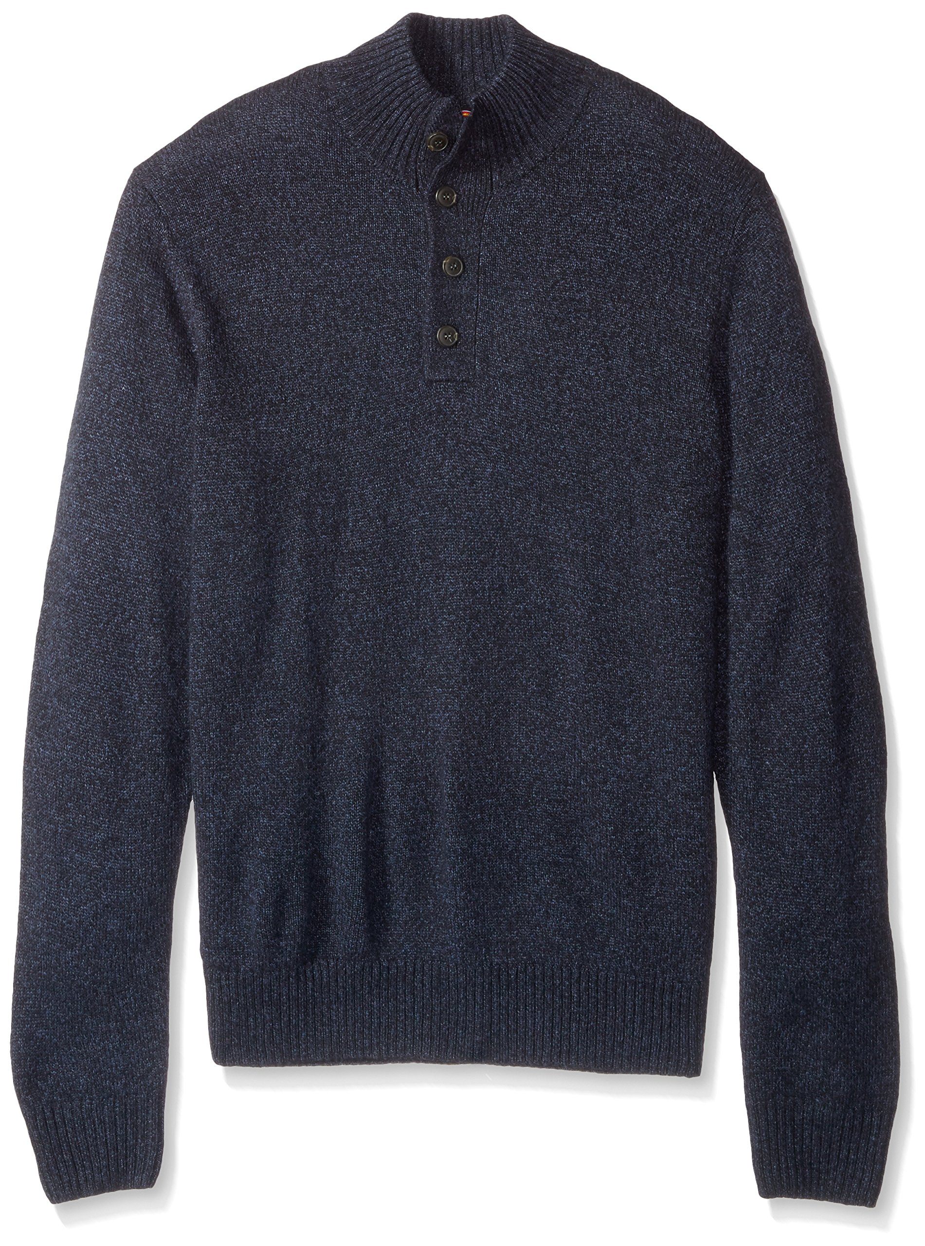 Dickies Men's Big and Tall Solid Jersey Button Mock, Midnight, 2XB