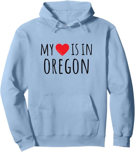 Miniatura 4 de MY HEART IS IN OREGON Cute American State Pullover Hoodie Lemon Yellow,Heather Grey,Dusty Blue,Sage Green