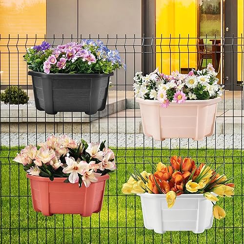 Miniatura 7 de ORIMERC Maceta colgante de pared de 9.8 pulgadas, 8 unidades, para barandilla, balcón, porche, decoración interior y exterior, de plástico, para