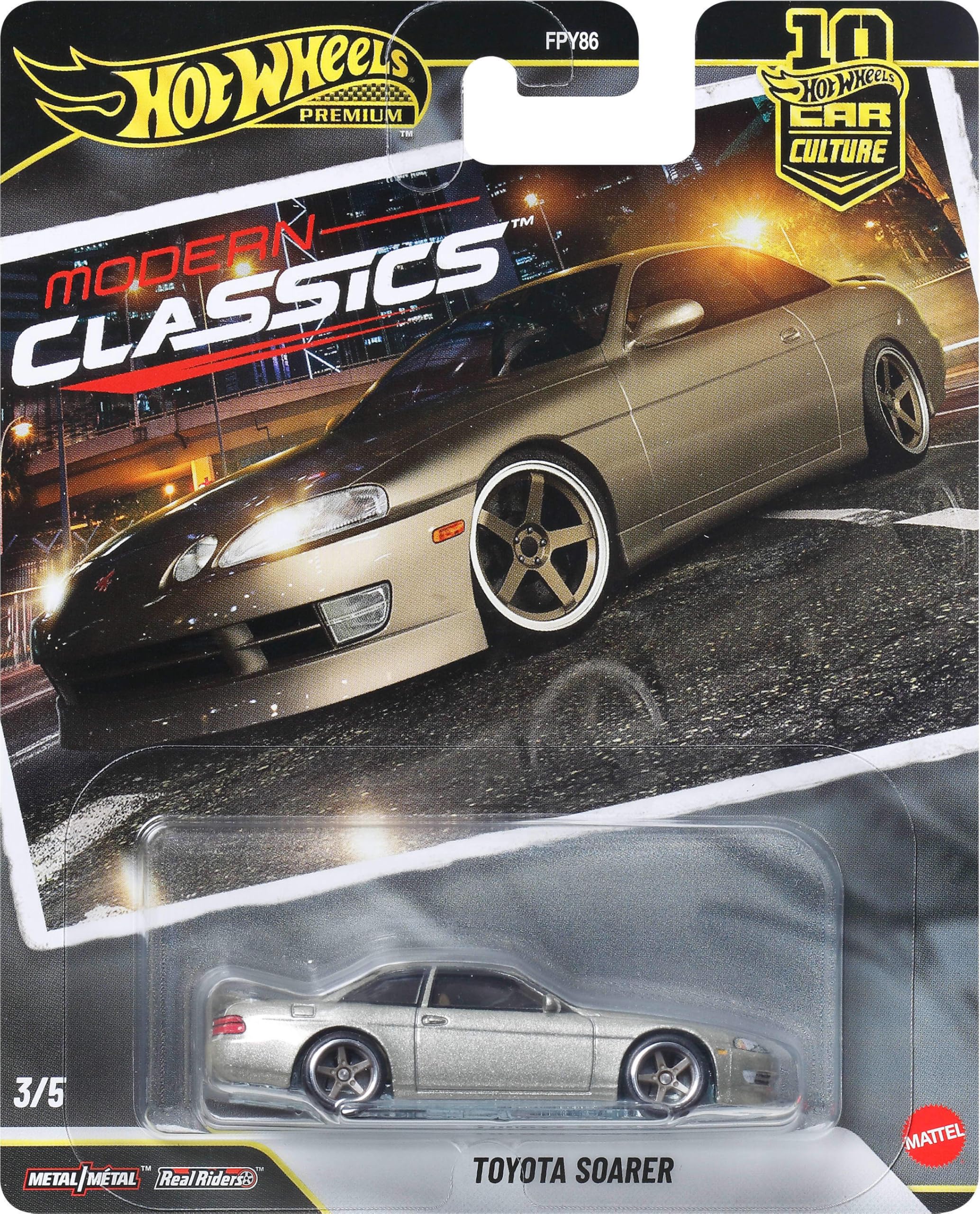 Hot Wheels Premium Car Culture Toyota Soarer 1:64 Scale Metal Frame Real Riders Tyres Premium Decoration & Realistic Details, 3+ Years, JKF15