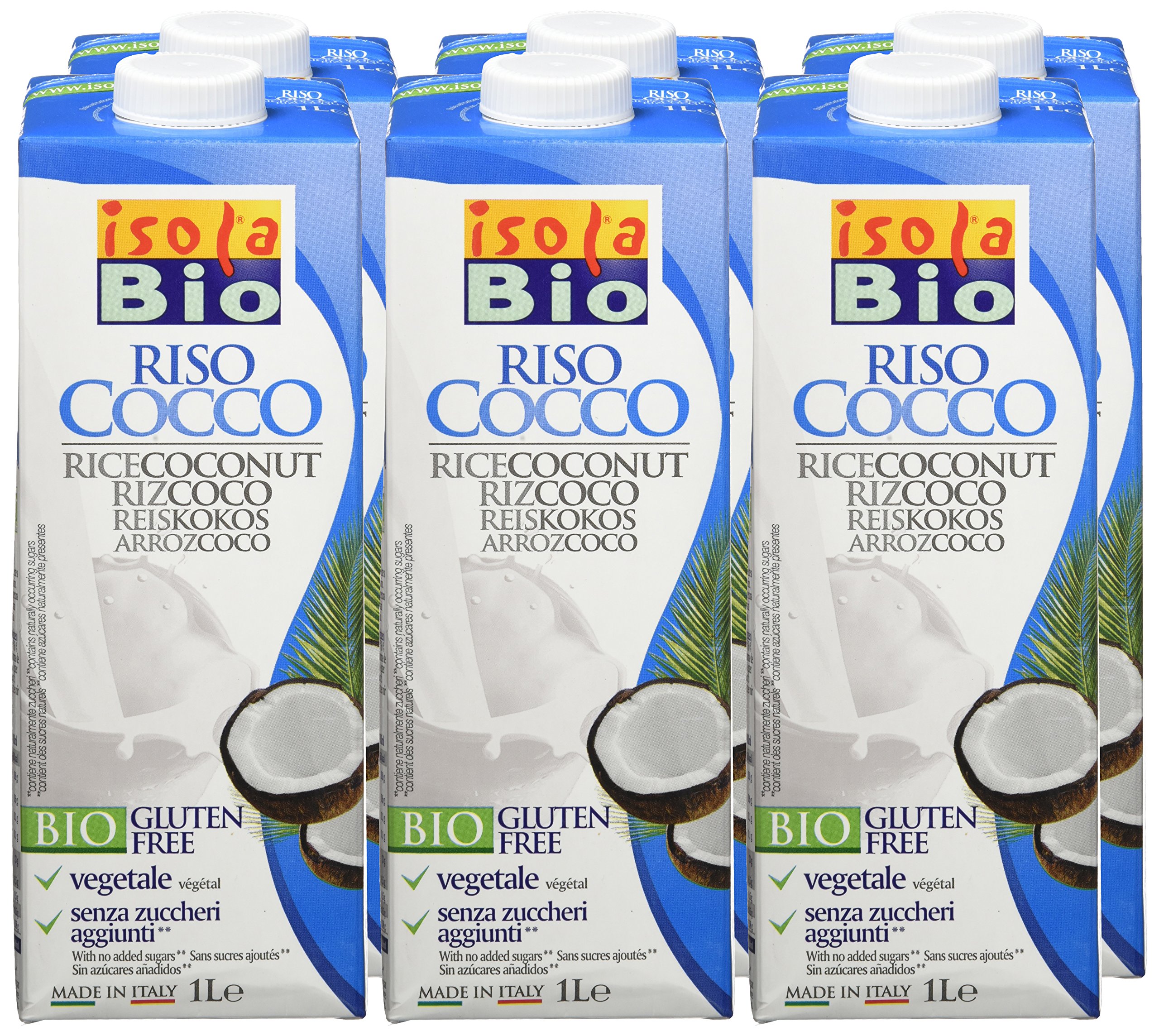 Isola Bio Bebida Vegetal de Arroz con Coco Paquete 6 x 1000 ml