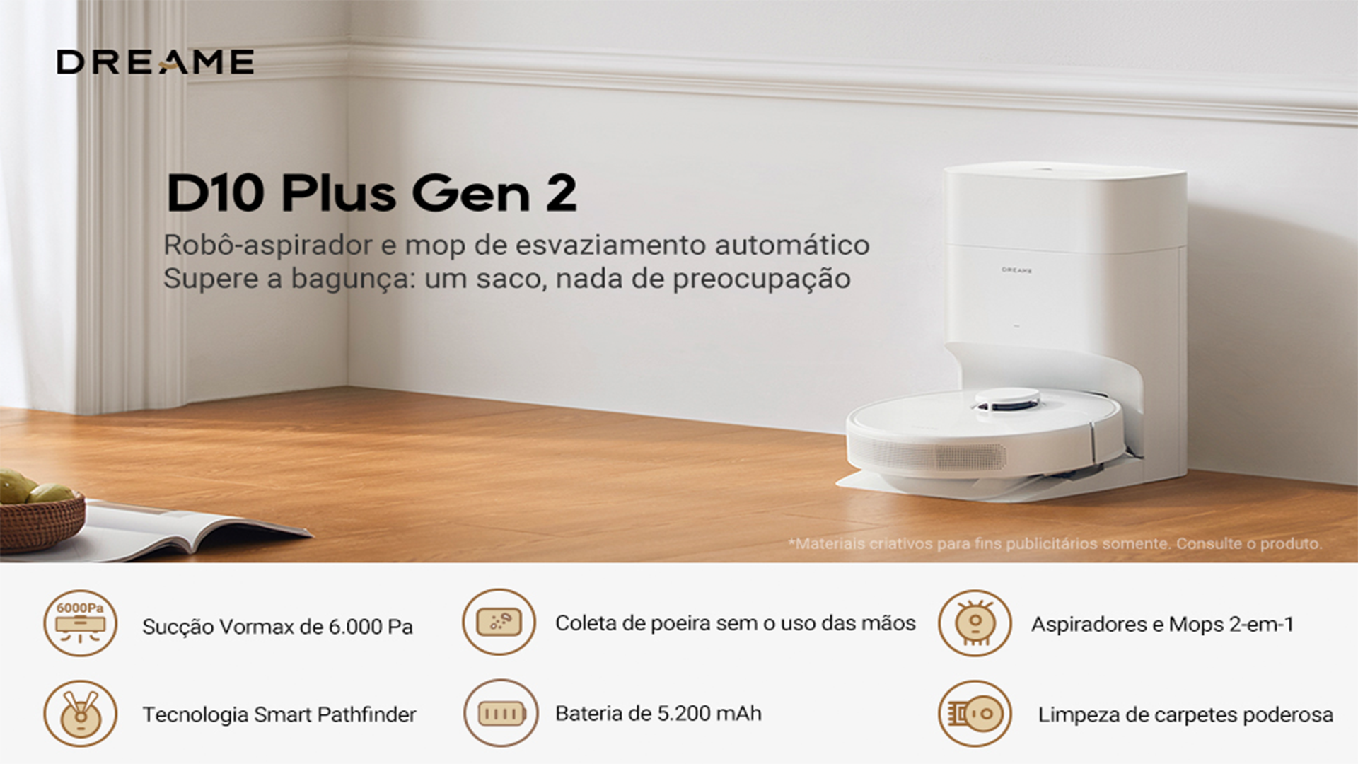 DREAME D10 Plus Gen 2 Robô Aspirador com Estação de