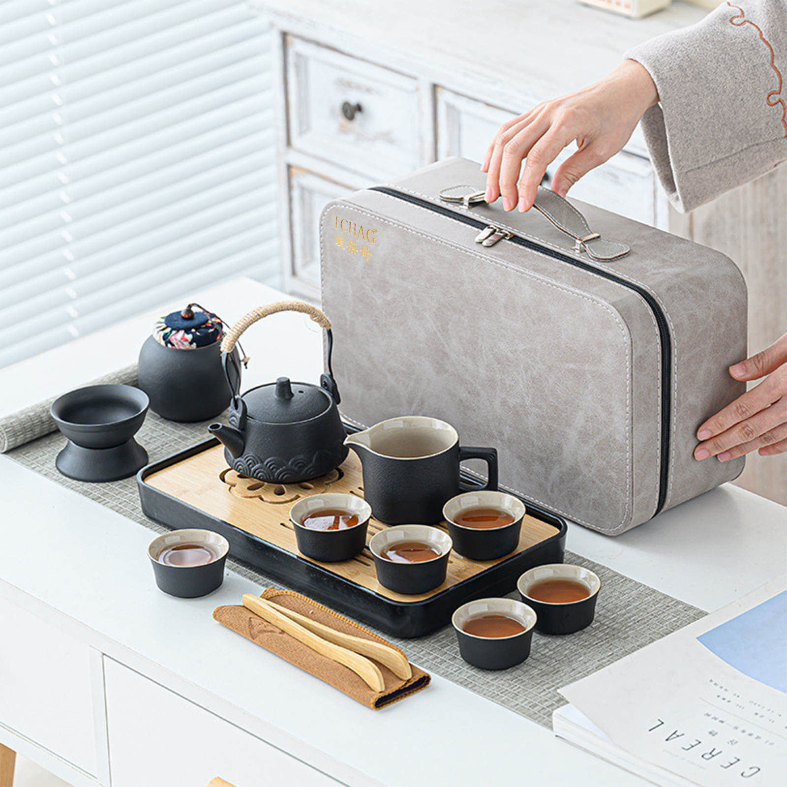 Amazon.com | ICHAG Japanese & Chinese Tea Set, Adults' Portable