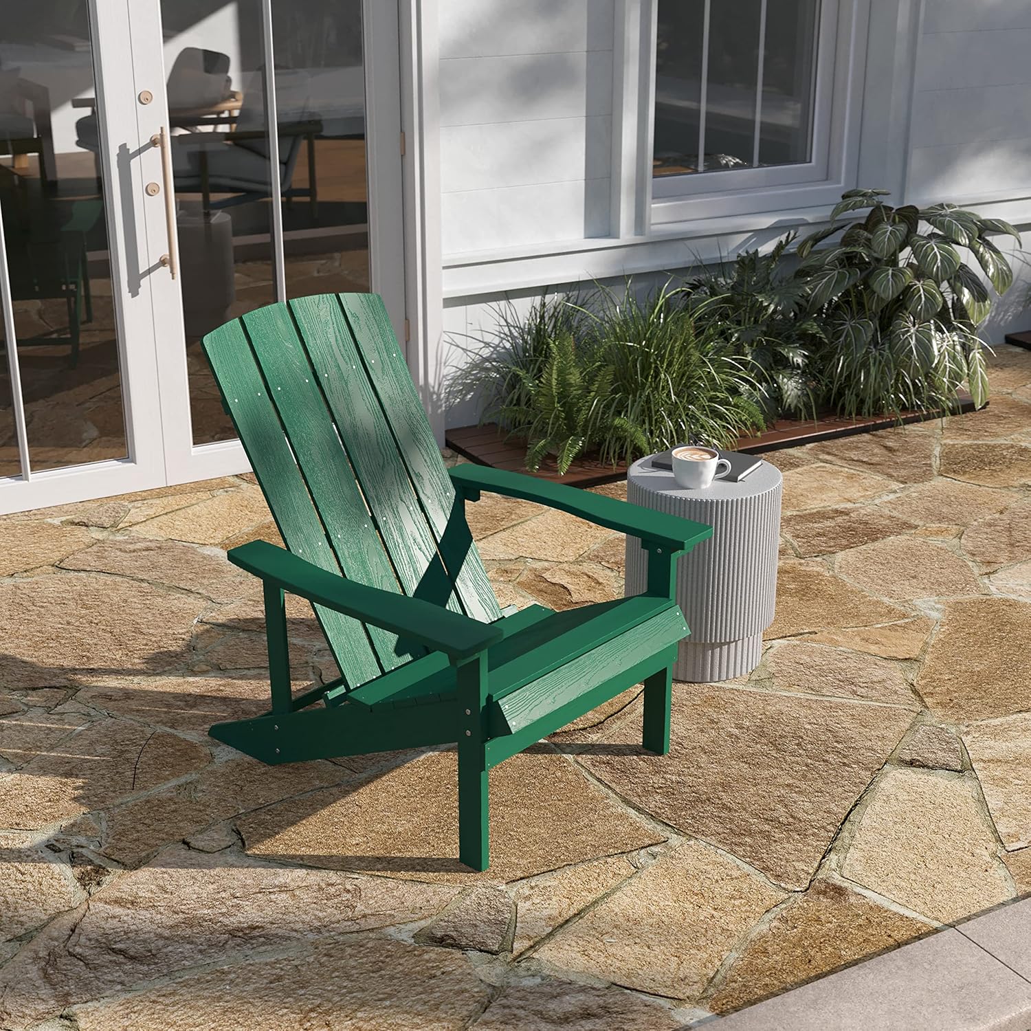 Taylor & Logan Charlestown All-Weather Poly Resin Wood Adirondack Chair in Green