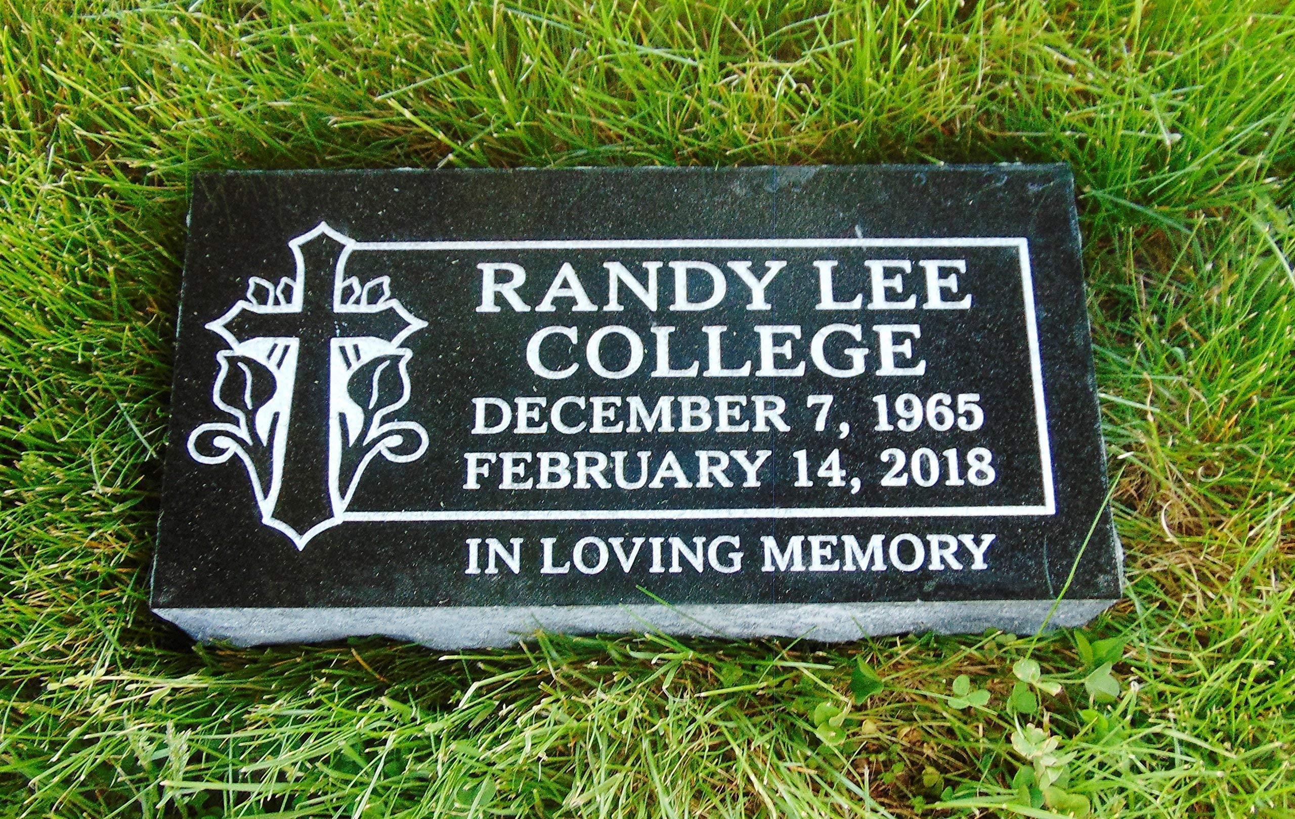 Granite cemetery marker - monument grade granite. Multiple design options that you can add here in this listing. 16 x 8 x 3"
