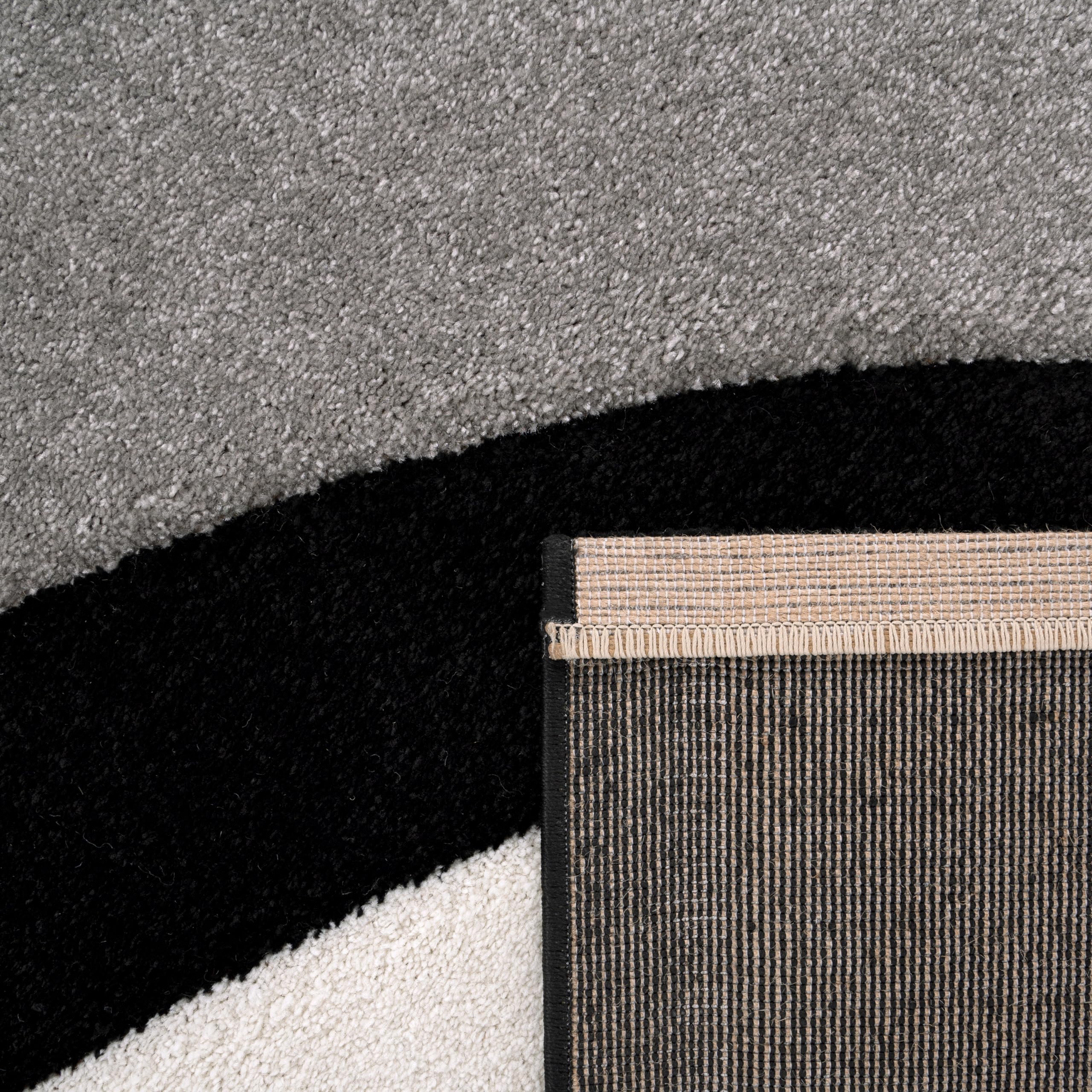 Paco Home Designer Teppich Modern Abstrakt Wellen Optik Konturenschnitt In Versch. Farben und Größen, Grösse:120x170 cm, Farbe:Schwarz