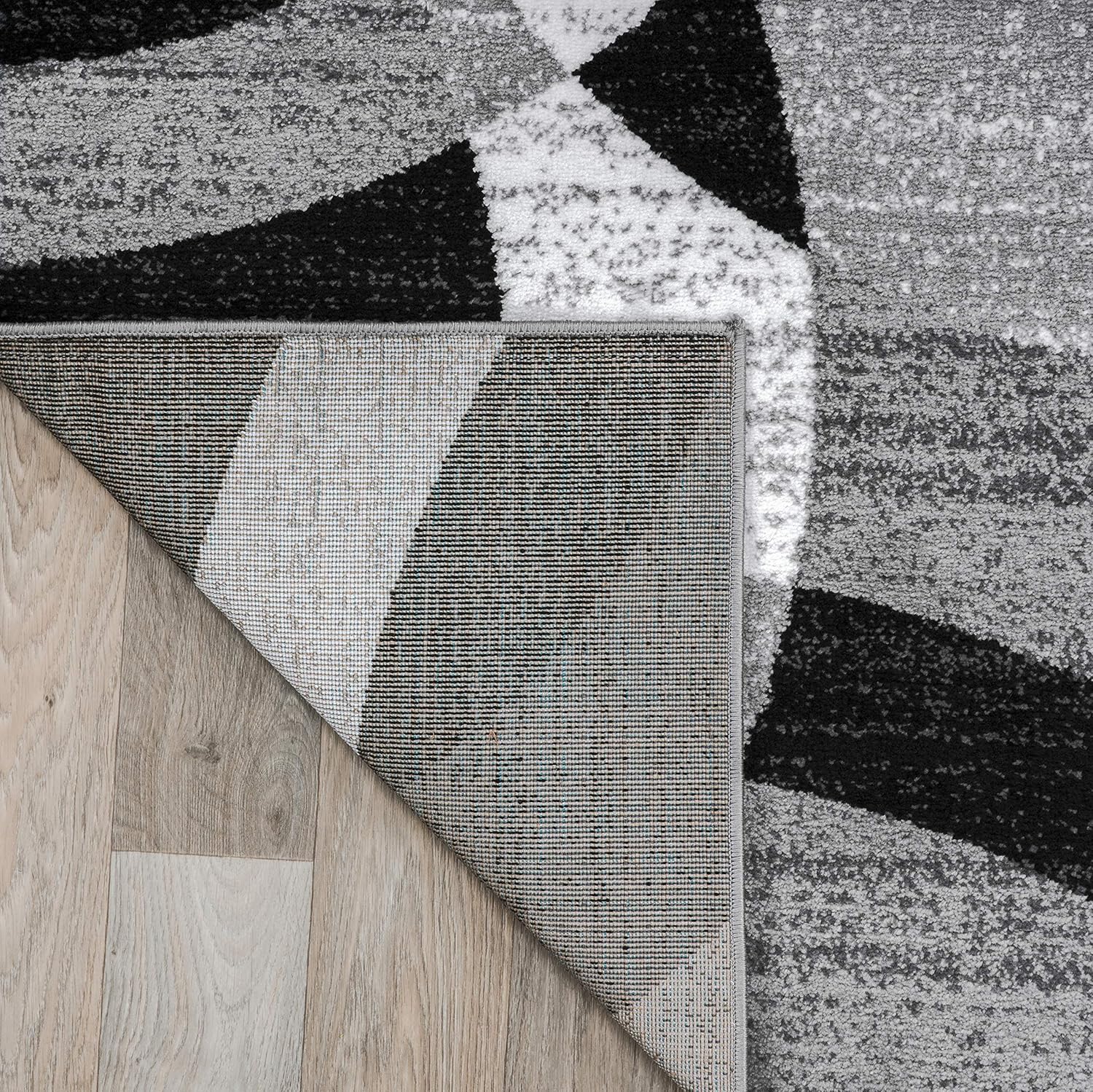 Modern Geometric Dark Grey 2' x 7' Synthetic Runner Rug