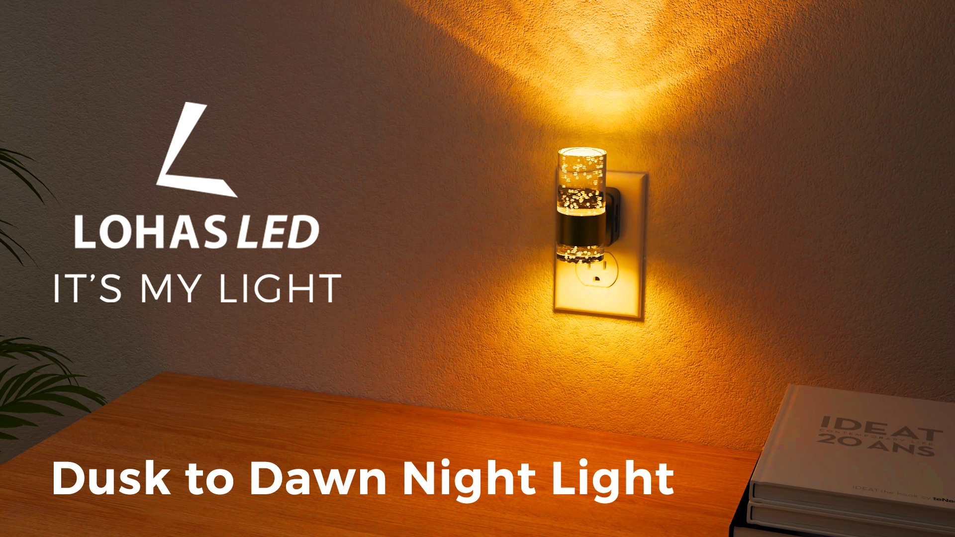 Image of L LOHAS LED Night Lights Plug into wall, Amber Night Light with Adjustable Brightness, Plug in NightLight with Auto Light Sensor, Wall Sconce-Style Design Night Light for Bathroom,Hallway, 2 Pack