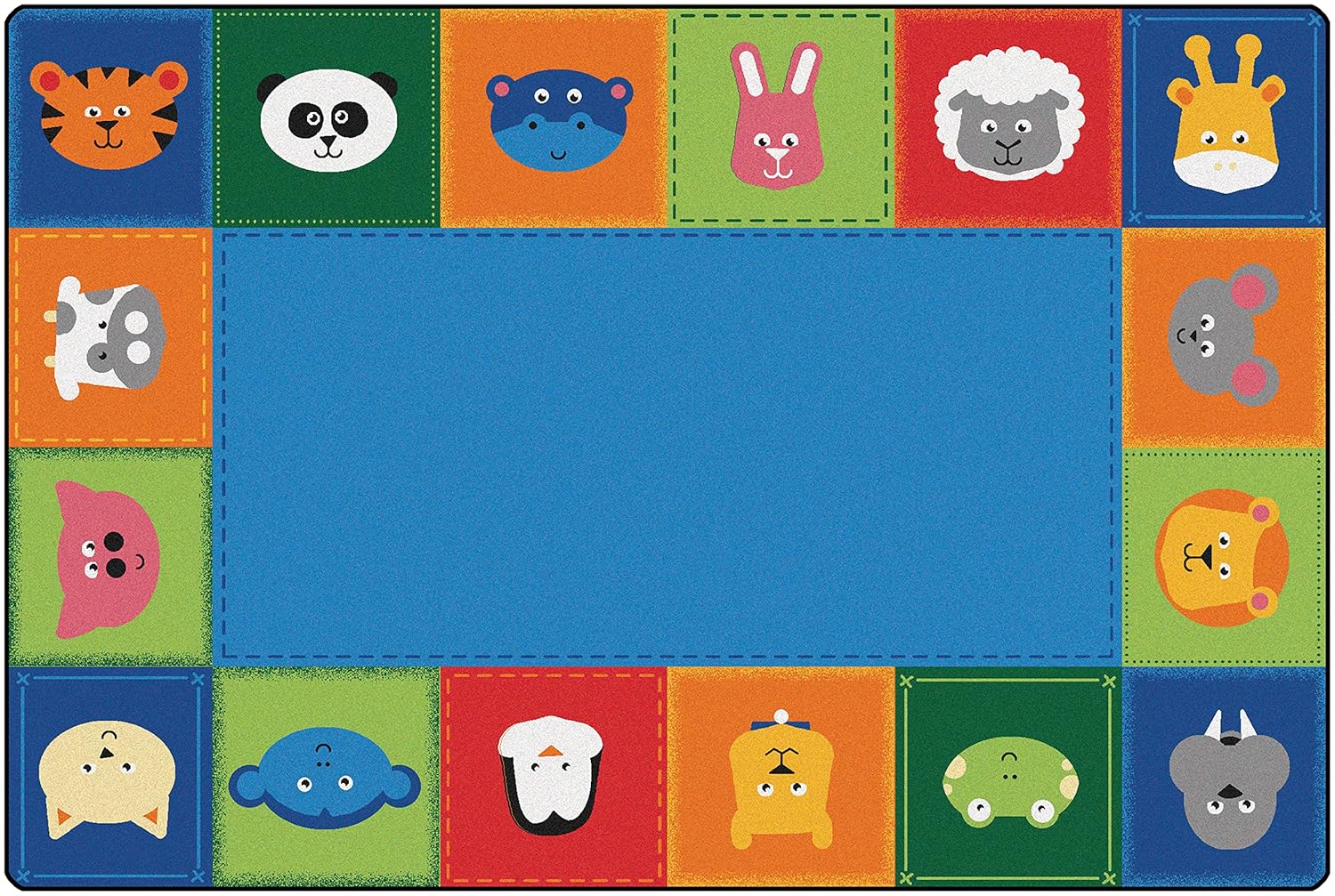 Carpets for Kids 2554 KIDSoft Baby Animals Border Nursery Kids Room Rug 6ft x 4ft Rectangle Multi Color