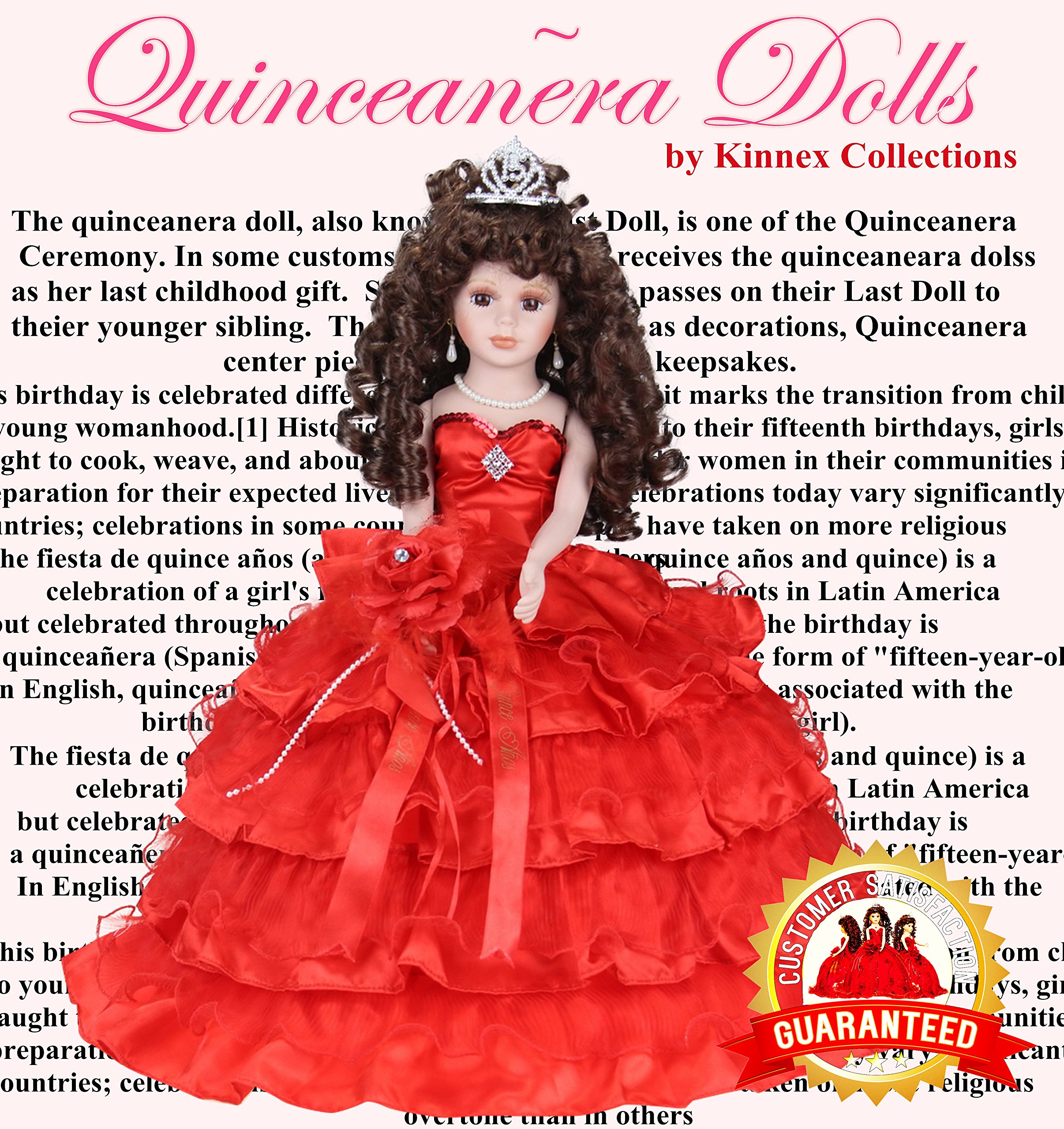 18" Porcelain Quince Anos Quinceanera Umbrella Last Doll Muneca Centerpiece ~ Red ~ KK18729-14