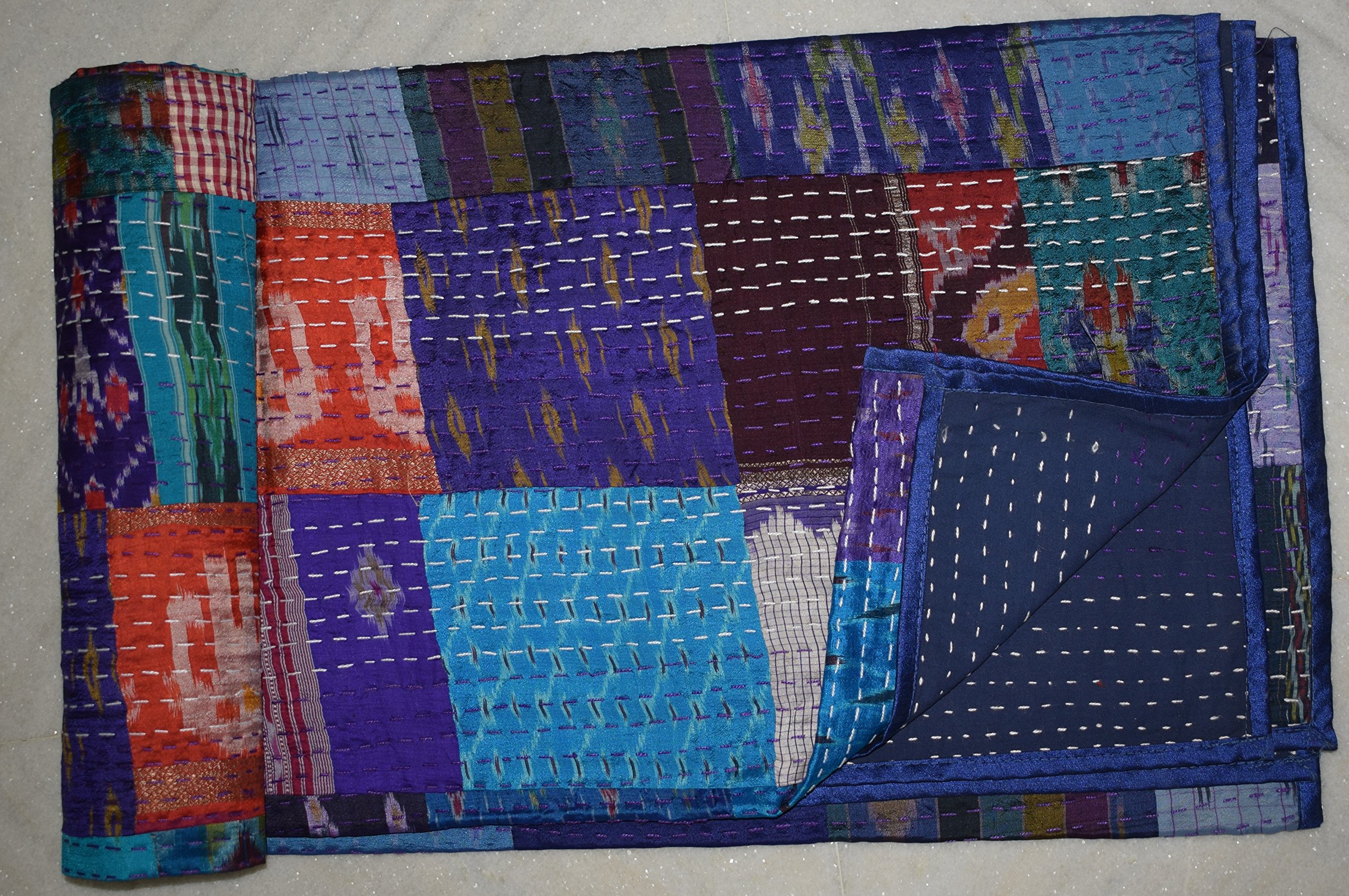 Tribal Asian Textiles Colcha Kantha Kantha De Seda De La Patola