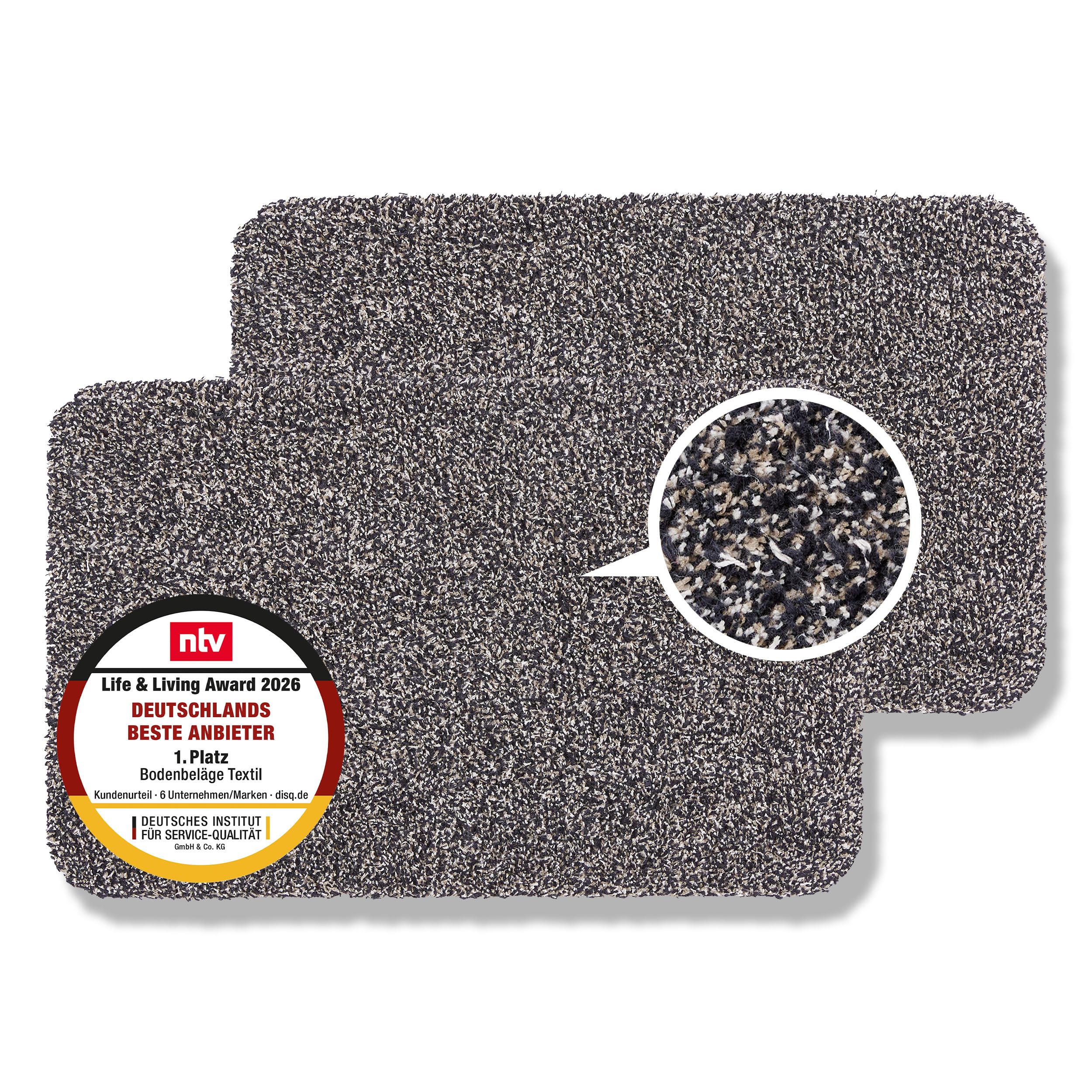 Paillasson intérieur Lot de 2 40x60 cm - Tapis de propreté anthracite 100% coton - Tapis de sol lavable à 30°C - Tapis antidérapant facile d'entretien | Paillasson absorbant pour l'intérieur - Absorbant - Facile d'entretien - 100 % coton - Robuste