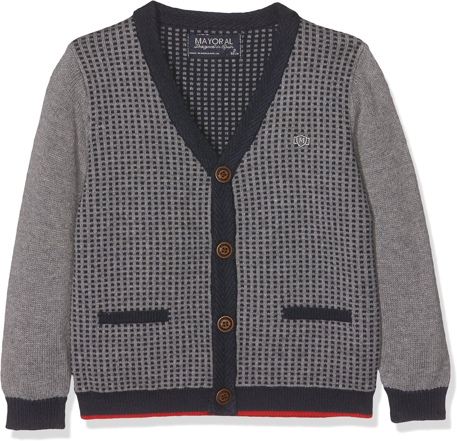 Mayoral Boy's Knit Cardigan, Sizes 2-9 - 6 Gray/Navy: Clothing, Shoes & Jewelry