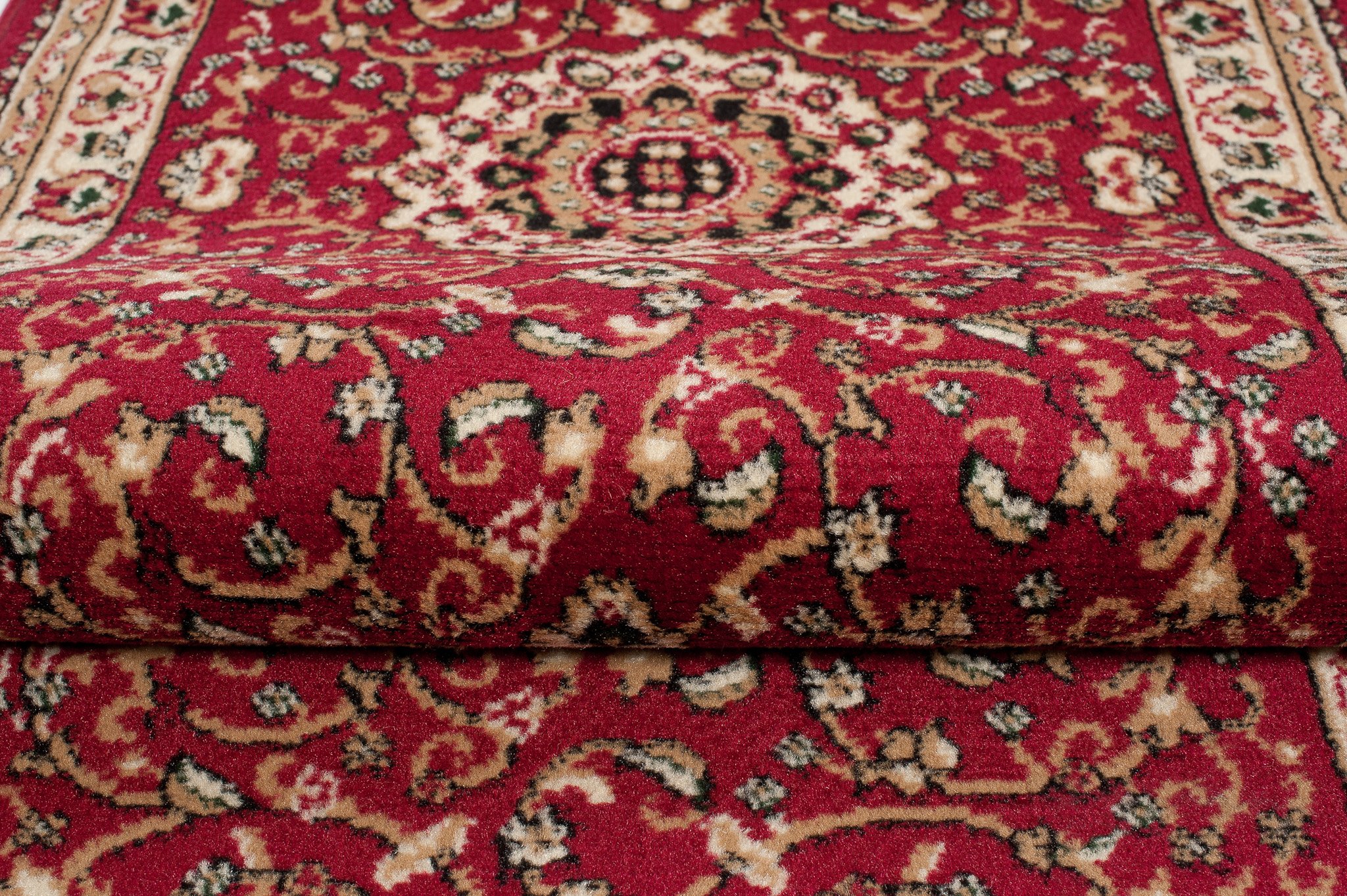 TAPISO Atlas Läufer Kurzflor Teppich Wohnzimmer Klassisch Rot Creme Floral Muster Bordüre Schlafzimmer Traditionell ÖKOTEX 80 x 300 cm