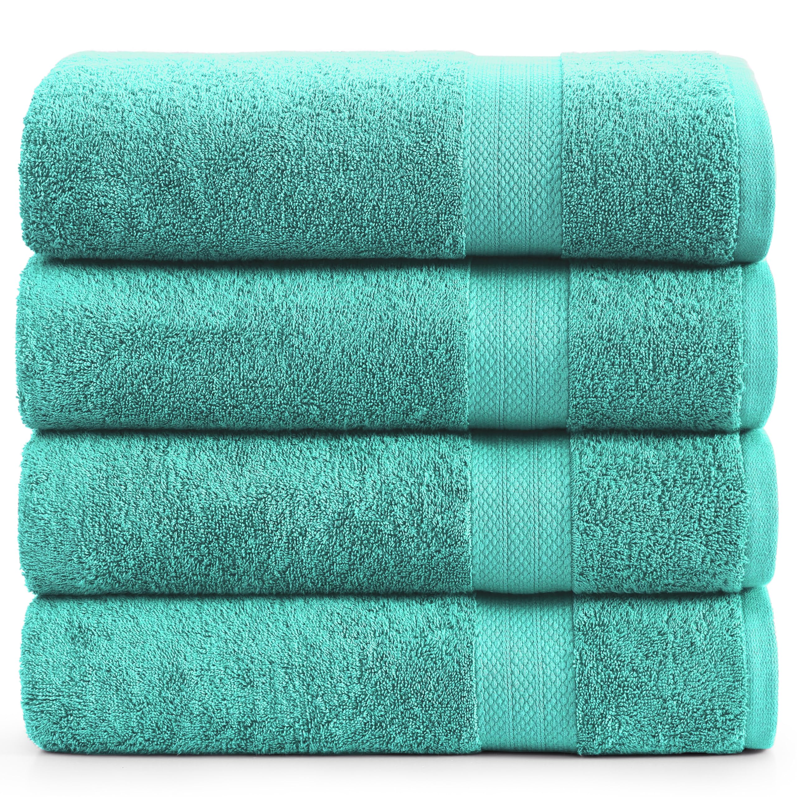 LANE LINEN4 Pack Bath Towel Sets for Bathroom - 100% Cotton Bathroom Towels, Ultra Soft Cotton Towels, Quick Dry Bath Towels for Bathroom, Premium Spa Quality Bath Towel Set (28" x 54") - Teal