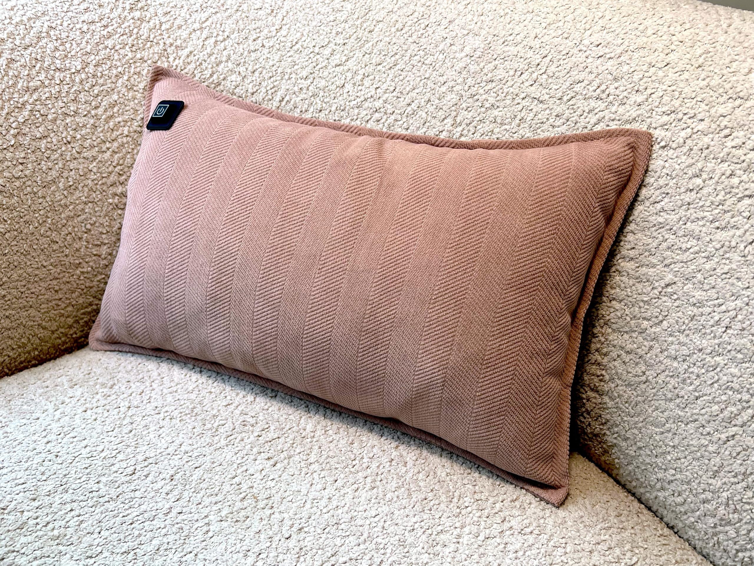 Coussin chauffant infrarouge sans fil - Coussin chauffant avec batterie externe - 30 x 50 cm - Flexible - Utilisable avec câble intégré de 3 m - Rose