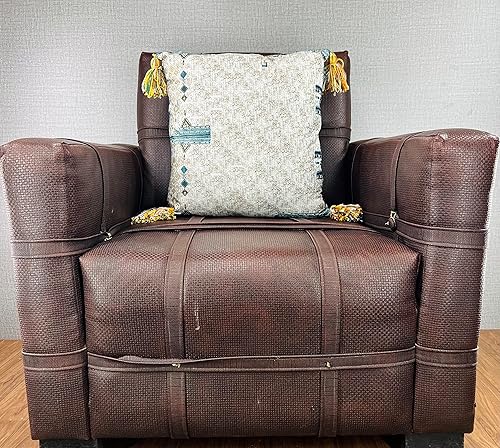 Miniatura 8 de SKOCH - Funda de cojín de terciopelo de la India  Funda de cojín con borlas  Cojín decorativo de estilo bohemio  Funda de cojín  Decoración del