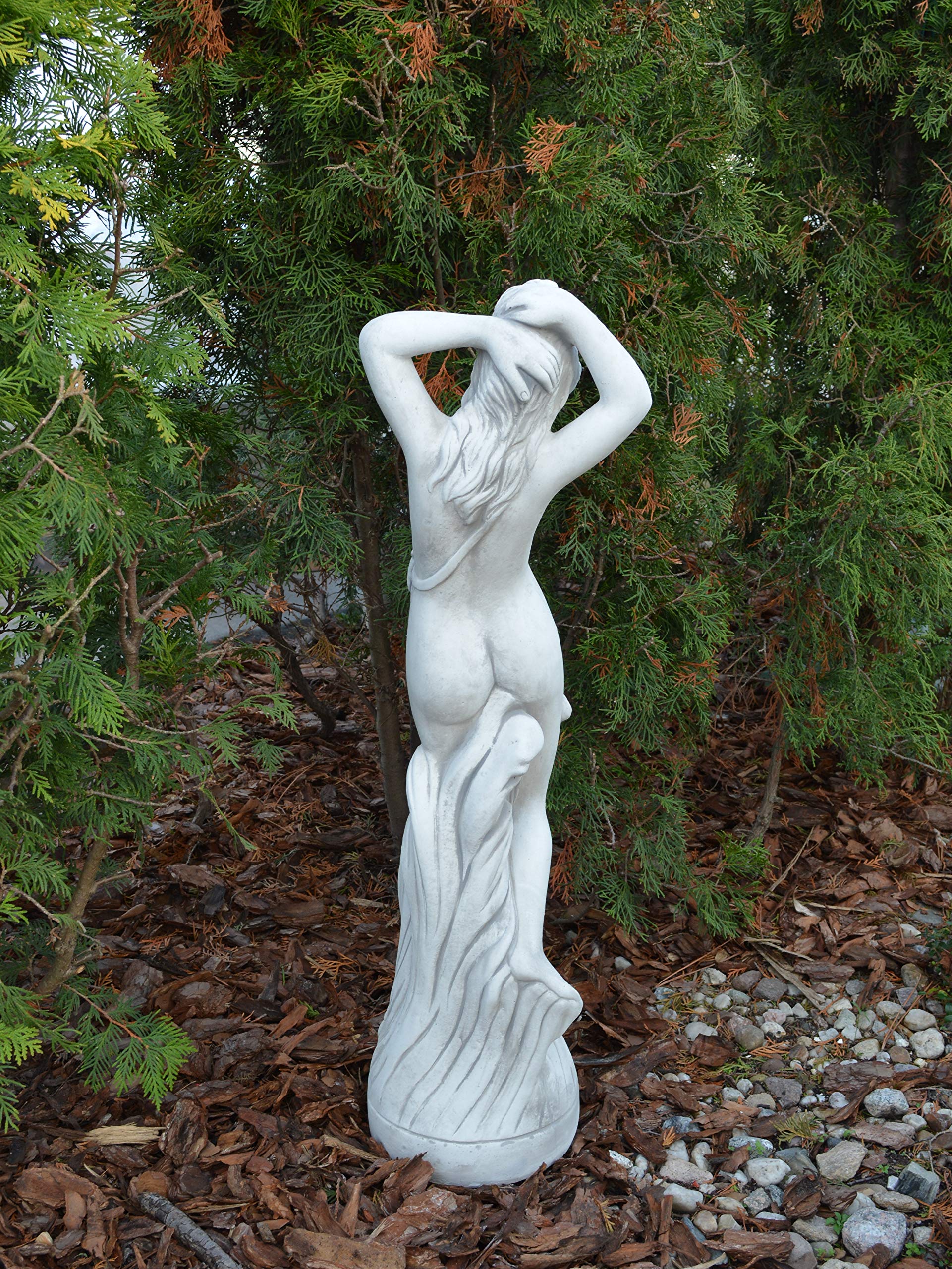 gartendekoparadies.de Erotische Frauen-Statue, Steinfigur, H. 84 cm, 28 kg, Grau, frostsicher aus Steinguss für Außenbereich