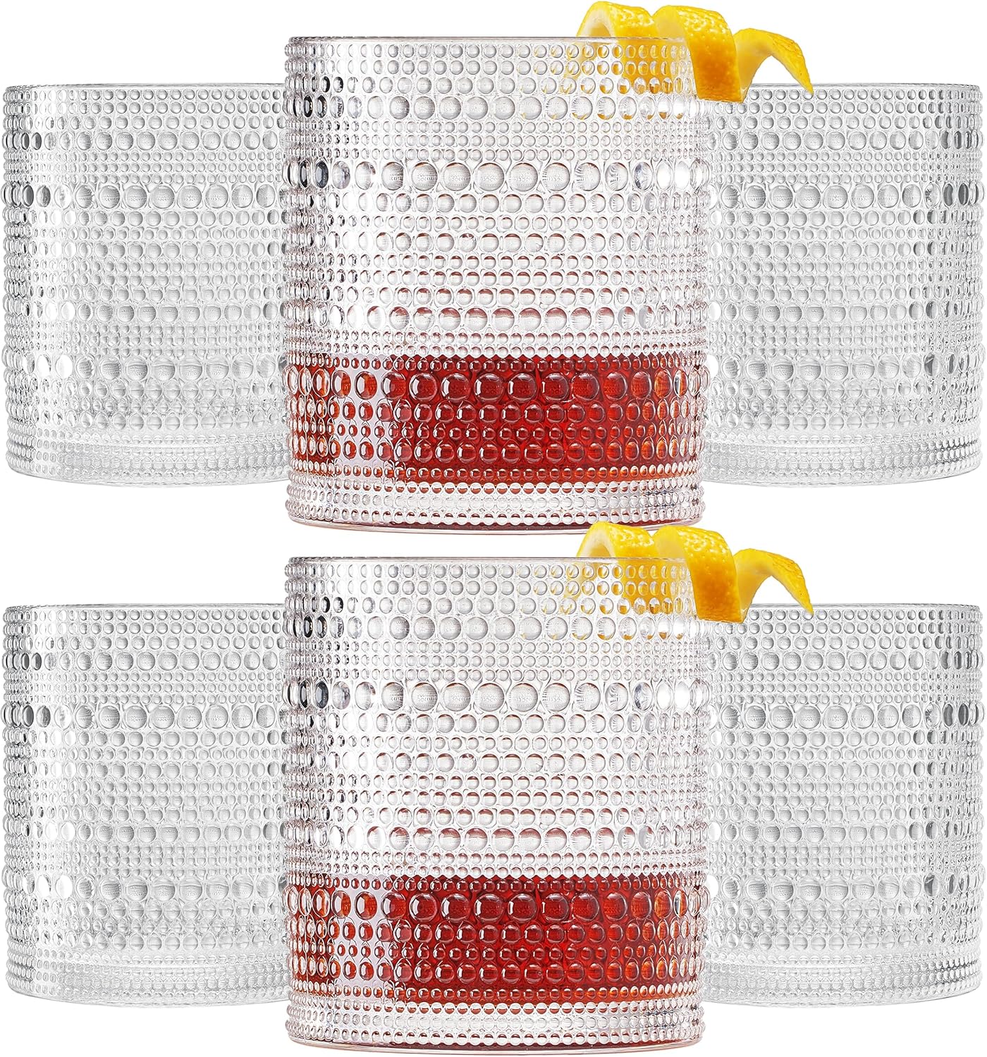 Plastic Hobnail Drinking Glasses Set of 6 Tritan Lowball Cups 14oz, Shatterproof & Unbreakable Acrylic Beaded Design, BPA-Free, Dishwasher Safe Indoor/Outdoor Drinkware for Water, Juice, Cocktails - Image 7