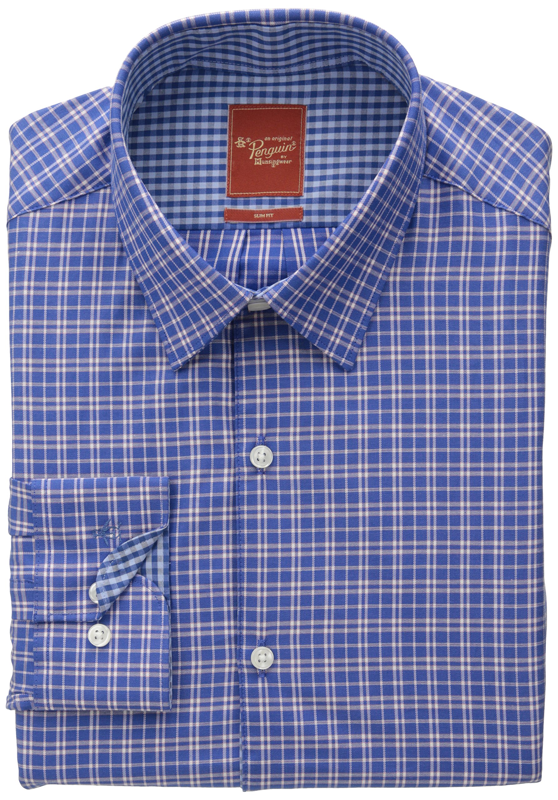 Original Penguin Men's Slim-Fit Plaid Dress Shirt