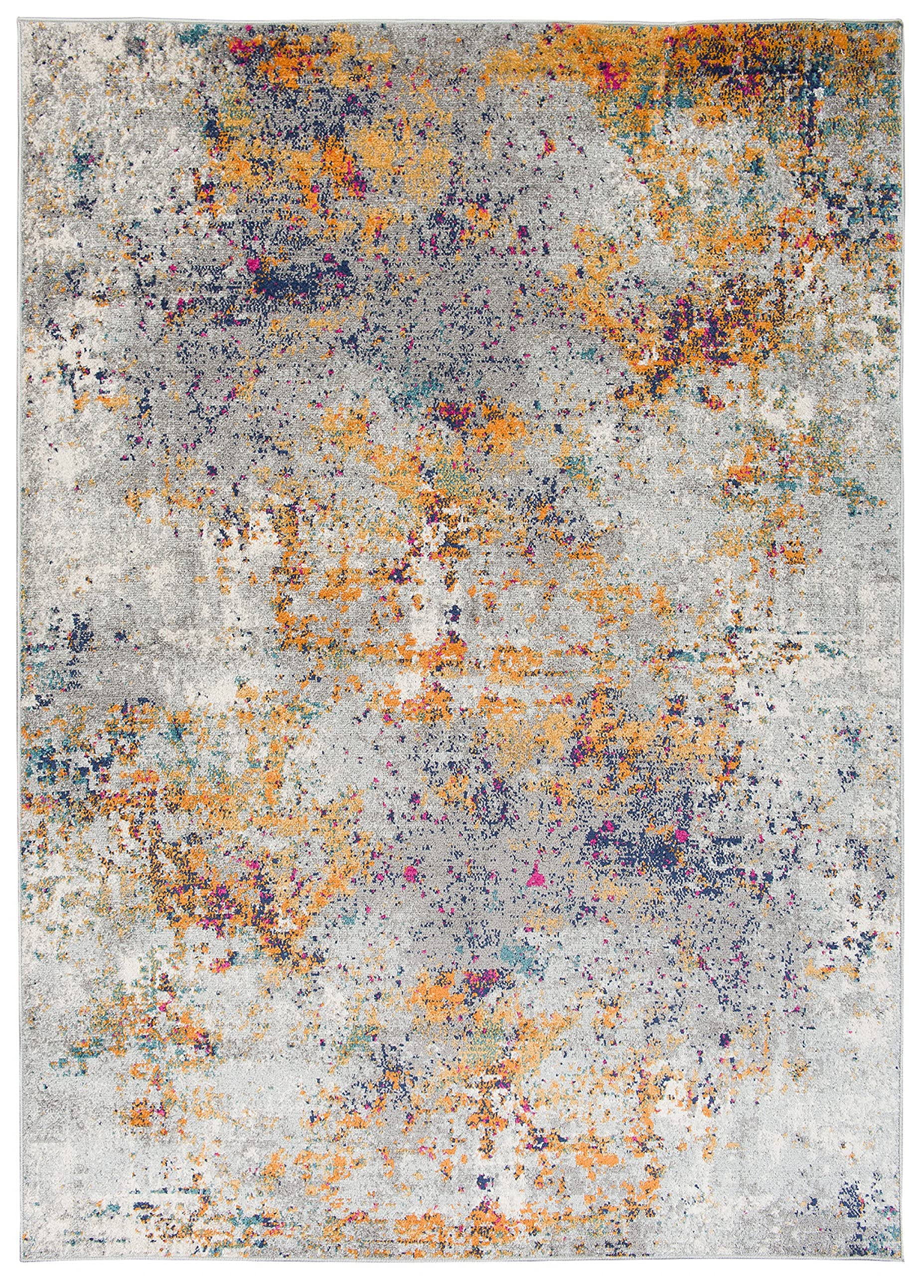 TAPISO Denver Teppich Kurzflor Orange Grau Blau Abstrakt Meliert Verwischt Schlafzimmer Wohnzimmer Büro Modern Design ÖKOTEX 120 x 170 cm