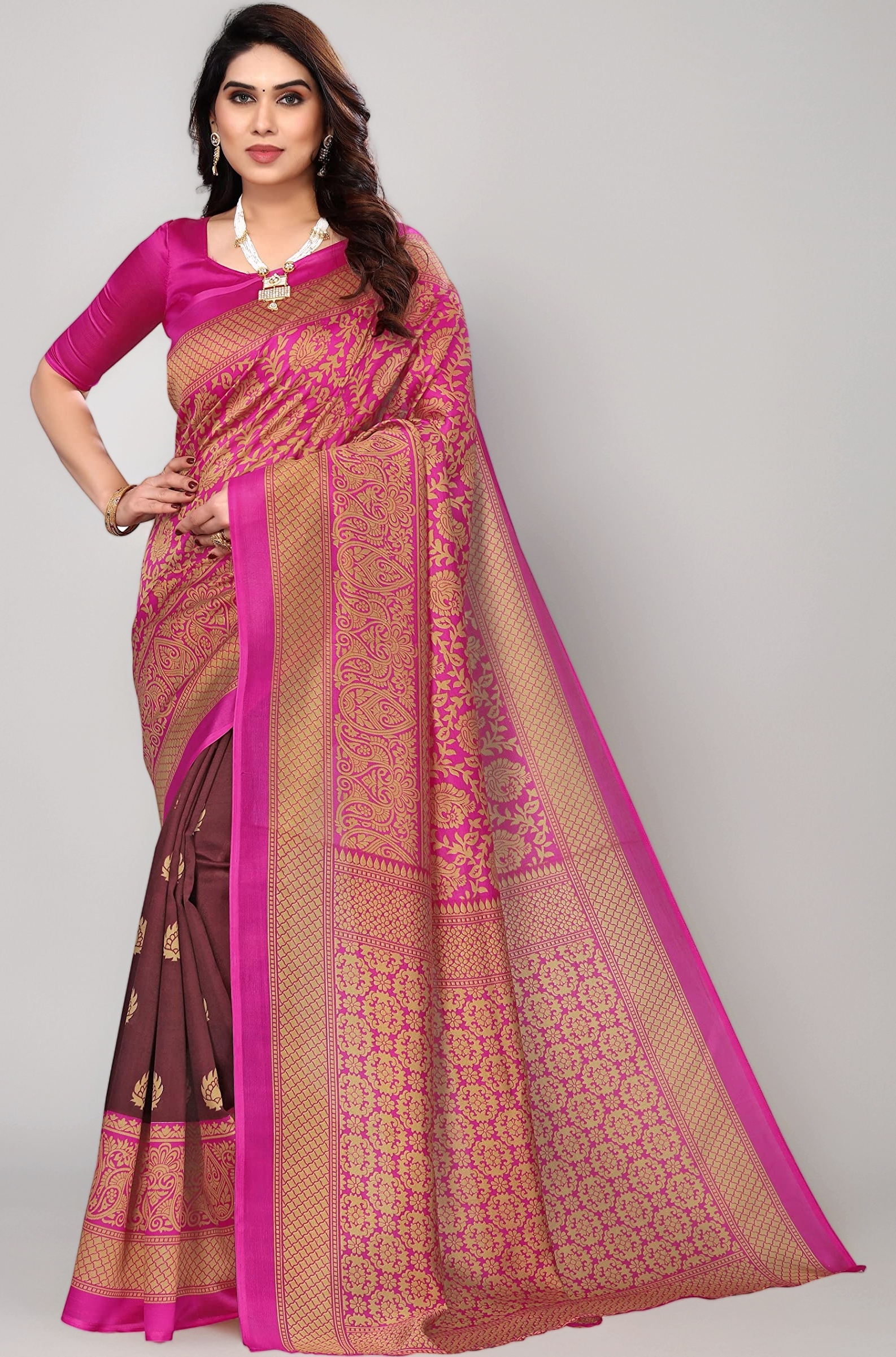 Women Venkatagiri Printed Art Silk With Blouse Piece Saree (Sdpl-Metro Purple_Free Size)