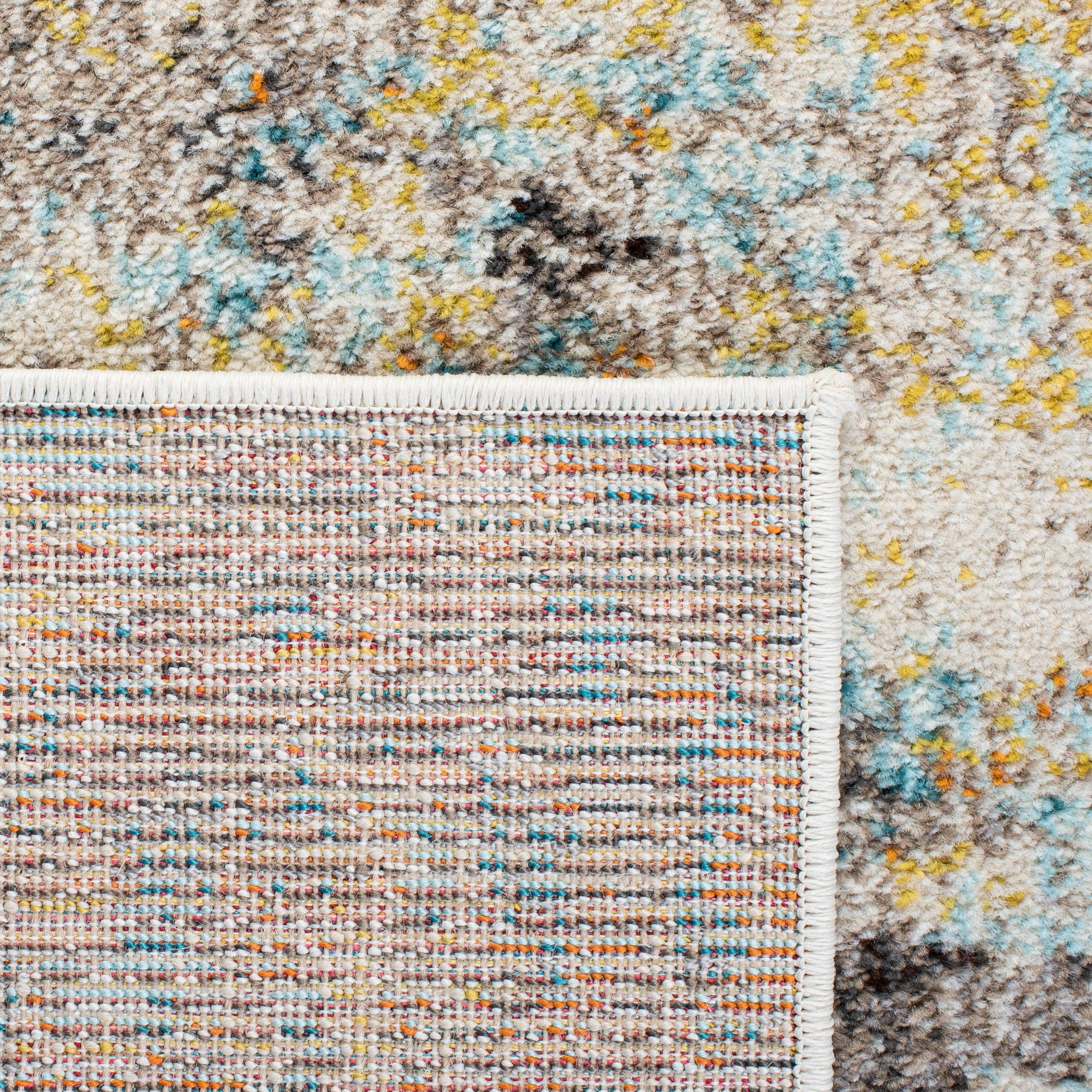Safavieh Boho Rug for Living Room, Dining Room, Bedroom - Madison Collection, Short Pile, in Grey and Gold, 122 x 122 cm