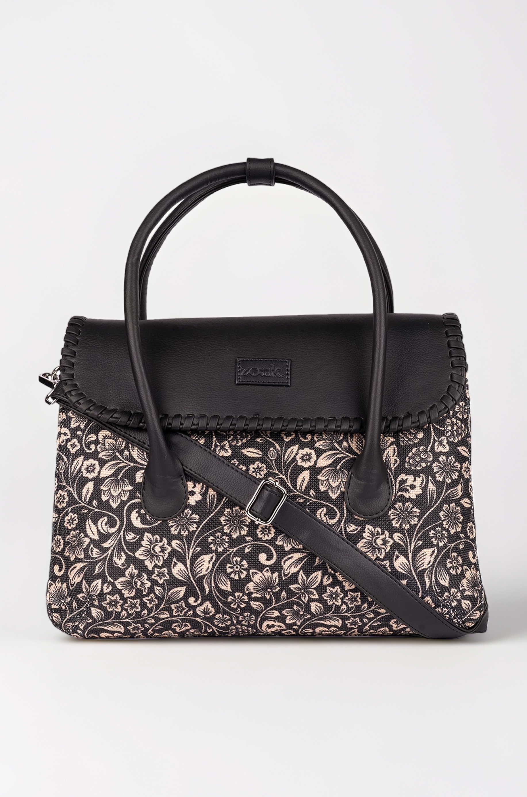 Printed Jute Handcrafted Vegan Leather Multicolor Women's Satchel Bag | Ladies Purse Handbag | Double Handle Detachable Strap